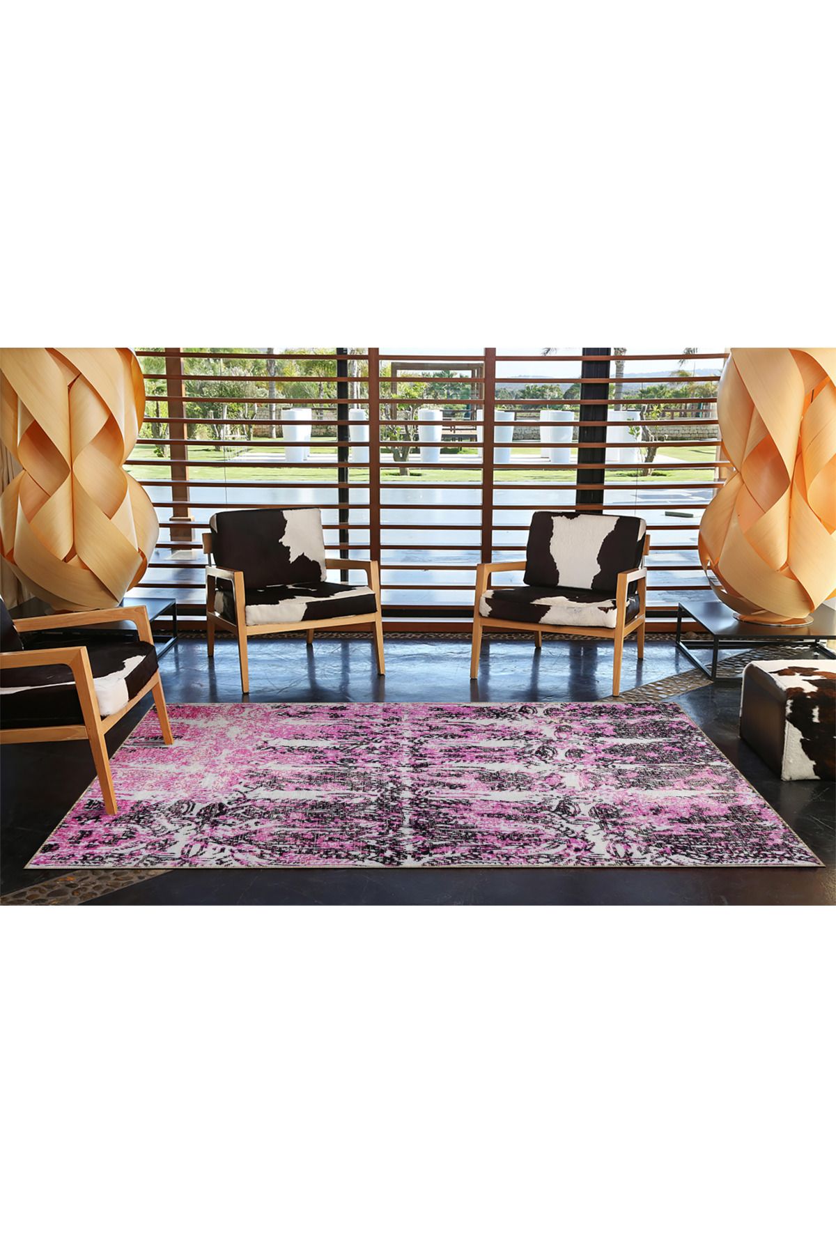 Mor Karışık Renklerde Tonlarda Çizgili Modern Dekoratif ve Dokuma Taban Halı miravip978