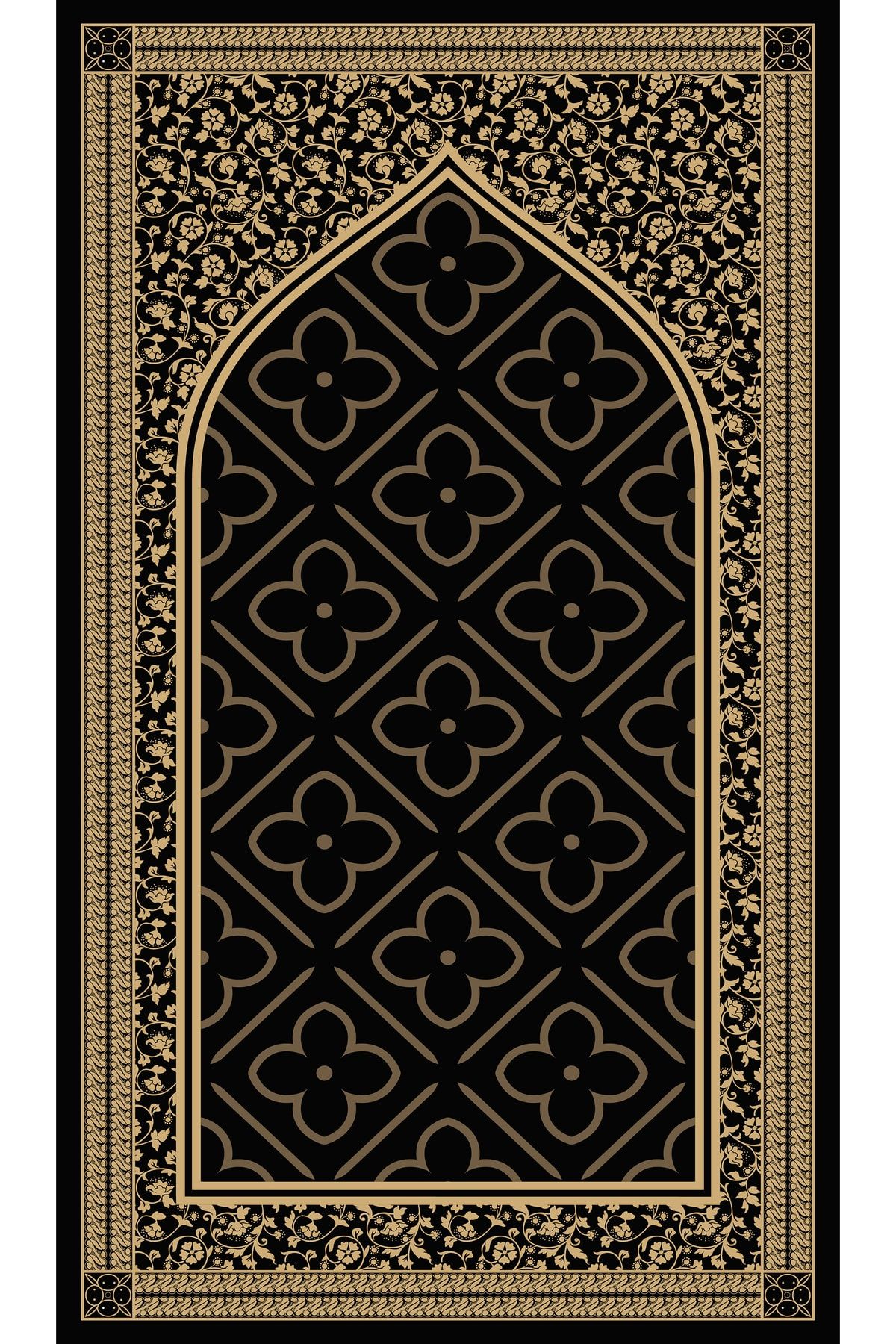 Kahverengi Çiçek Ve Geometrik Desenli Seccade 70x120