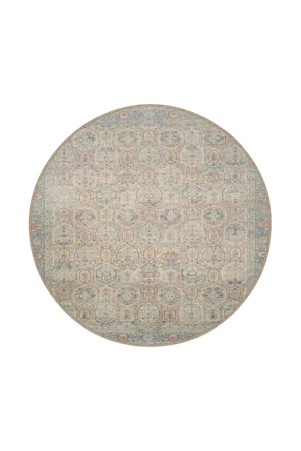 Krem Baklavalı Modern Desenli Dekoratif Halı miravip938