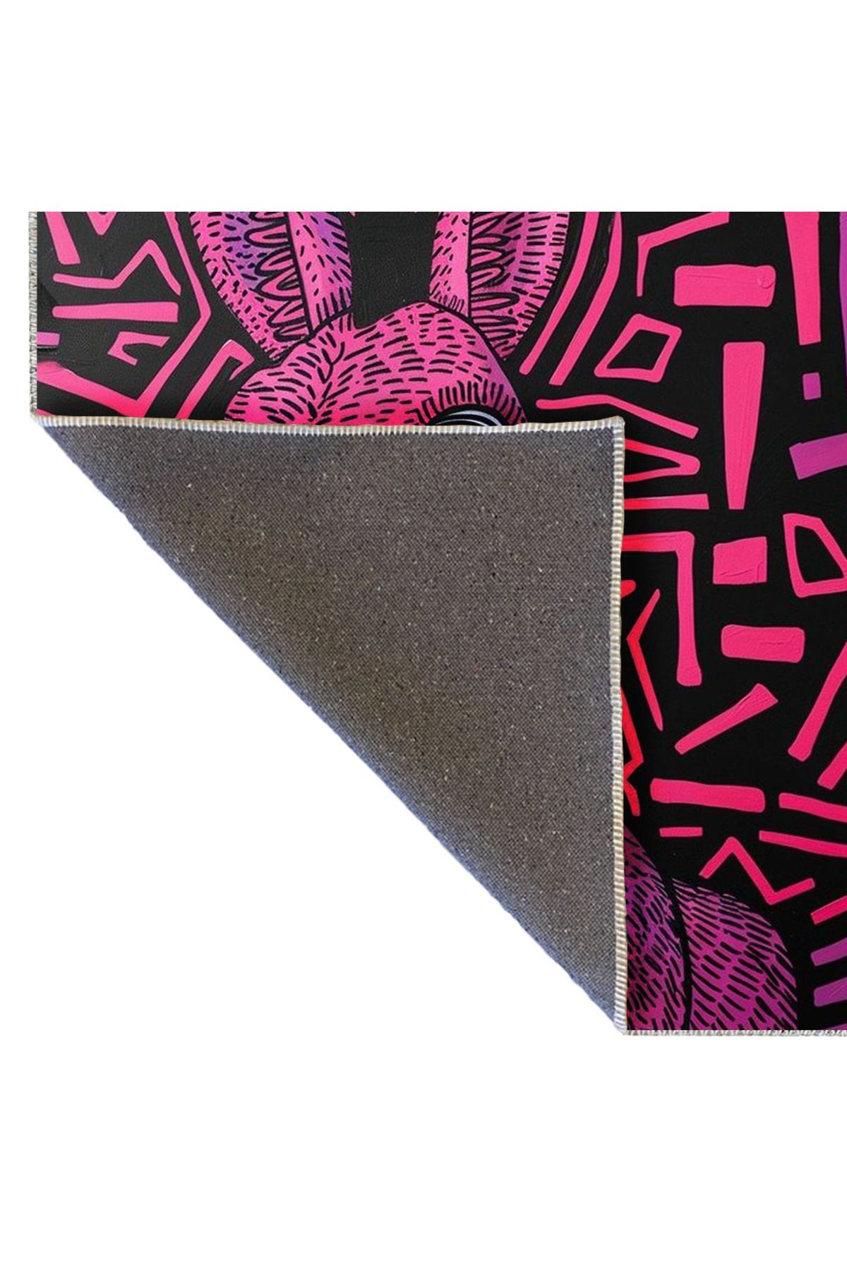 Kemal Koleksiyonu Pembe Temalı Eşek Desenli Dokuma Taban Kreatif Modern Dekoratif Halı 24