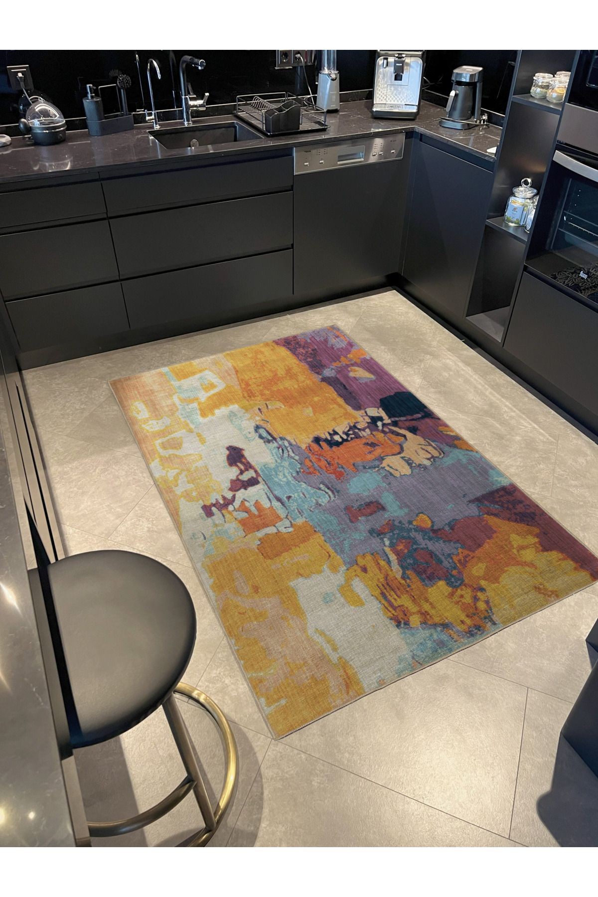 Çok Renkli Soyut Desenli Kreatif Modern Dekoratif Halı 2848