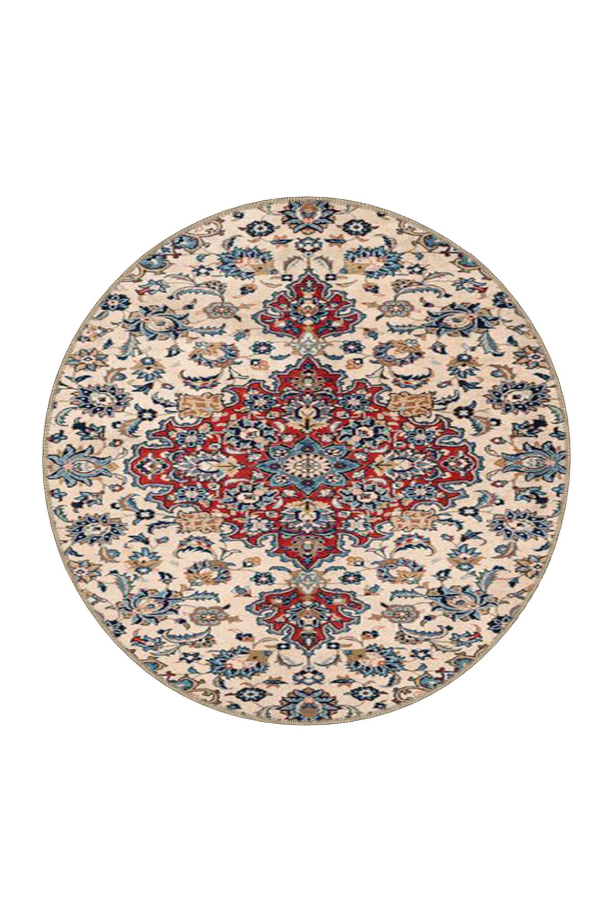 Kırmızı Mavi Tonlarda Geleneksel Modern Dekoratif Halı miravip58