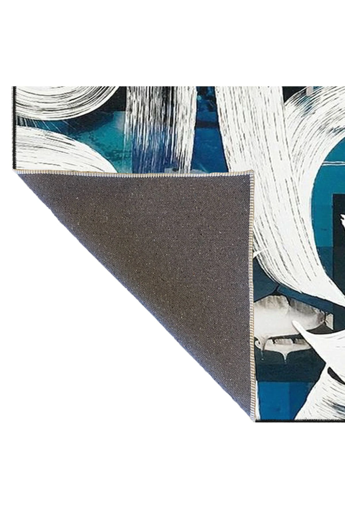 Mavi Krem Temalı Desenli Modern Dekoratif Halı ve Yıkanabilir Halı miravip9585