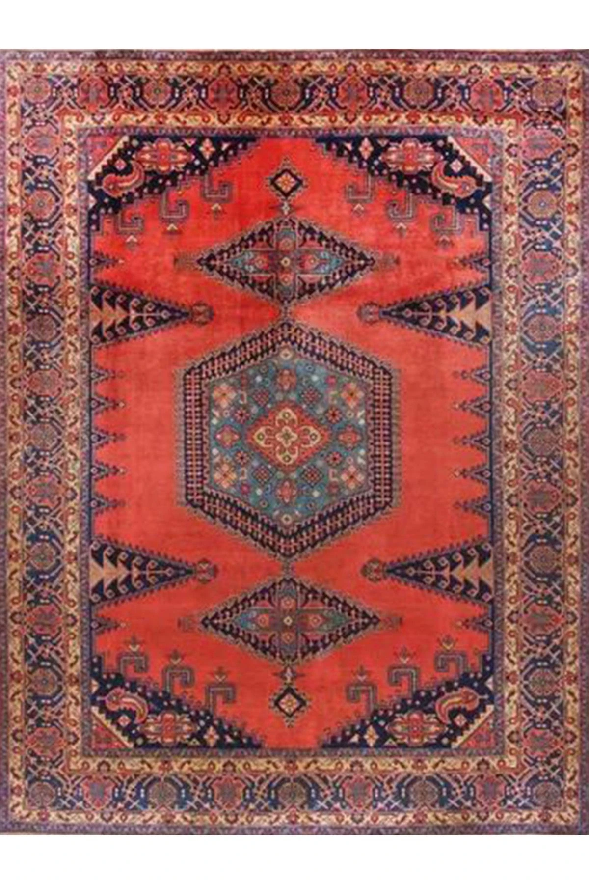 İnci Koleksiyonu Turuncu Tema Motifli Etnik Desenli Dokuma Taban Vintage Dekoratif Halı inci44