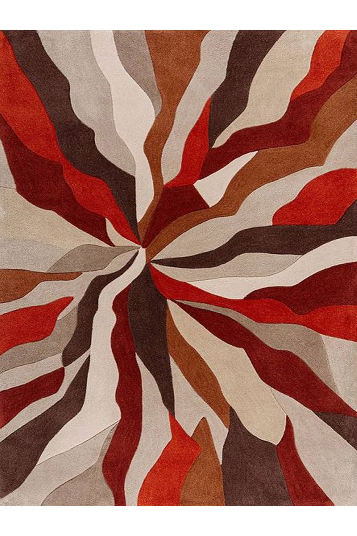 Kuzey Koleksiyonu Kırmızı Bej Soyut Desenli Dokuma Taban Dekoratif Halı kuzey07