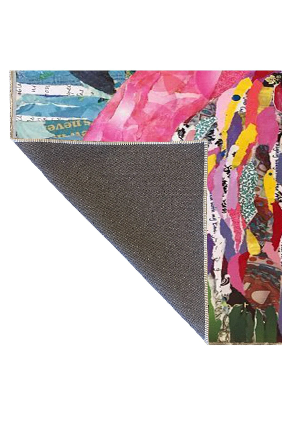 Pembe Mavi Temalı Deniz ve Flamingo Desenli Kreatif Modern Dekoratif Halı 3581