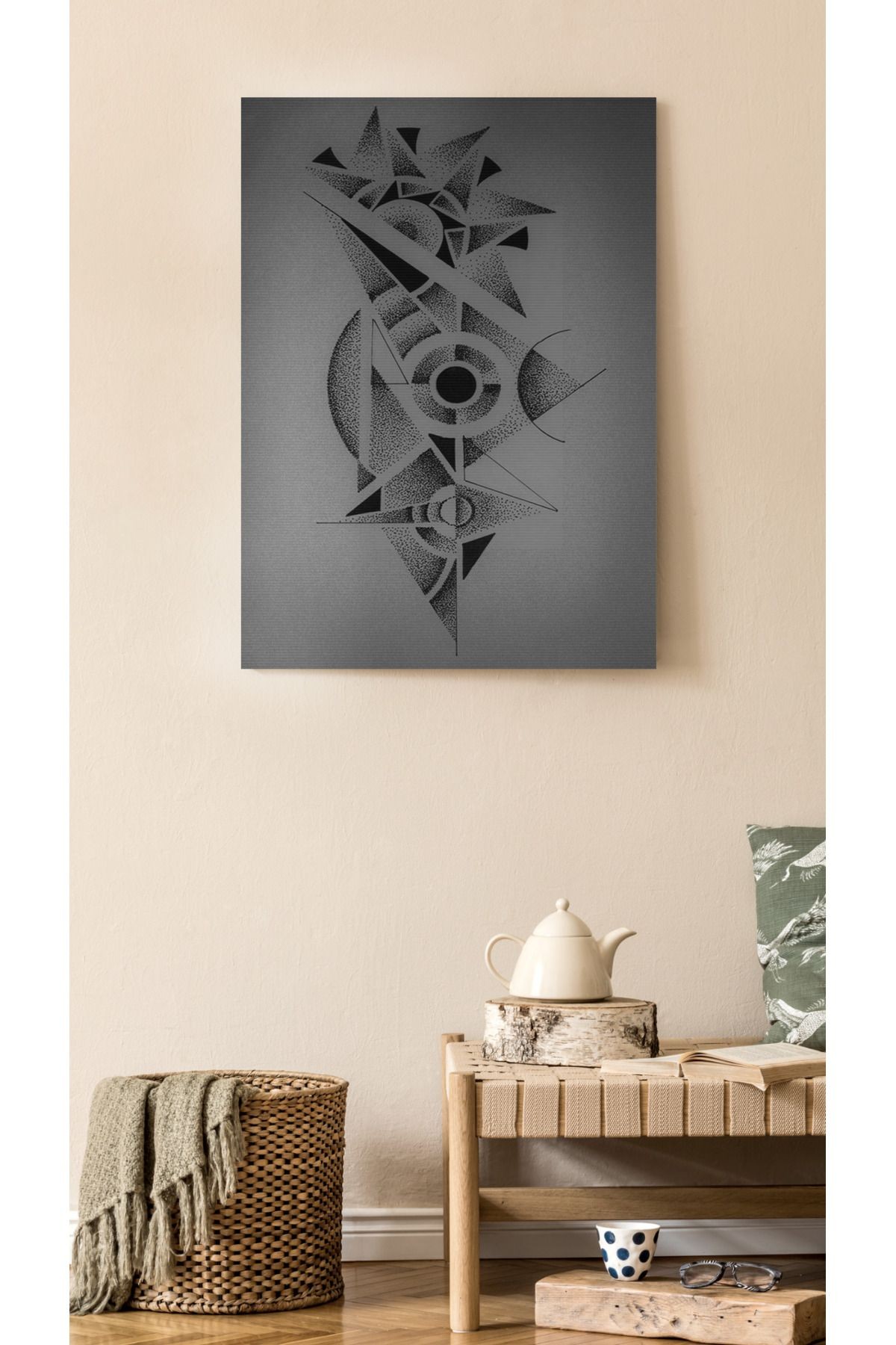 Kanvas Tablo Kara Geometrik Desenli Temalı Desenli Temalı Tablo