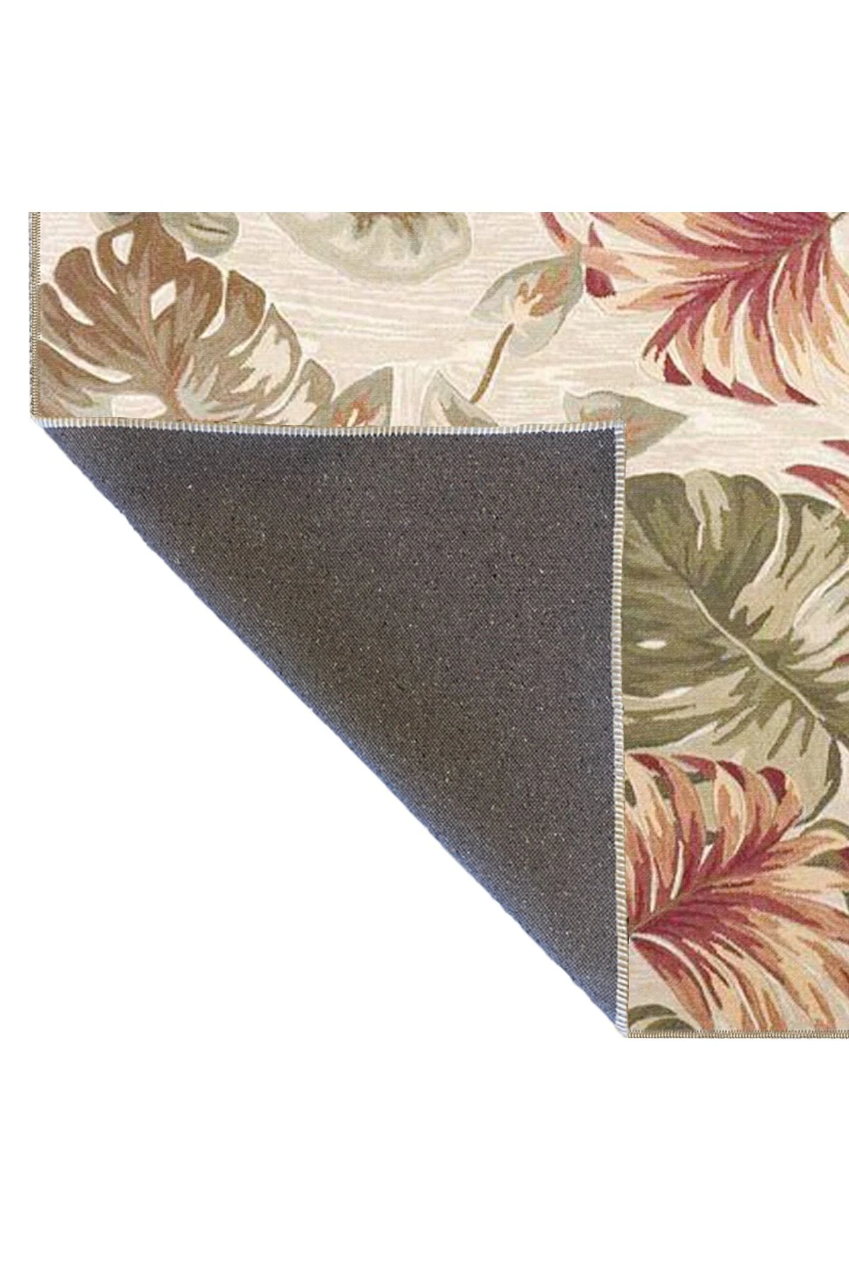 Gelenksel Yapraklı Krem Renkli Desenli Dokuma Taban miravip638