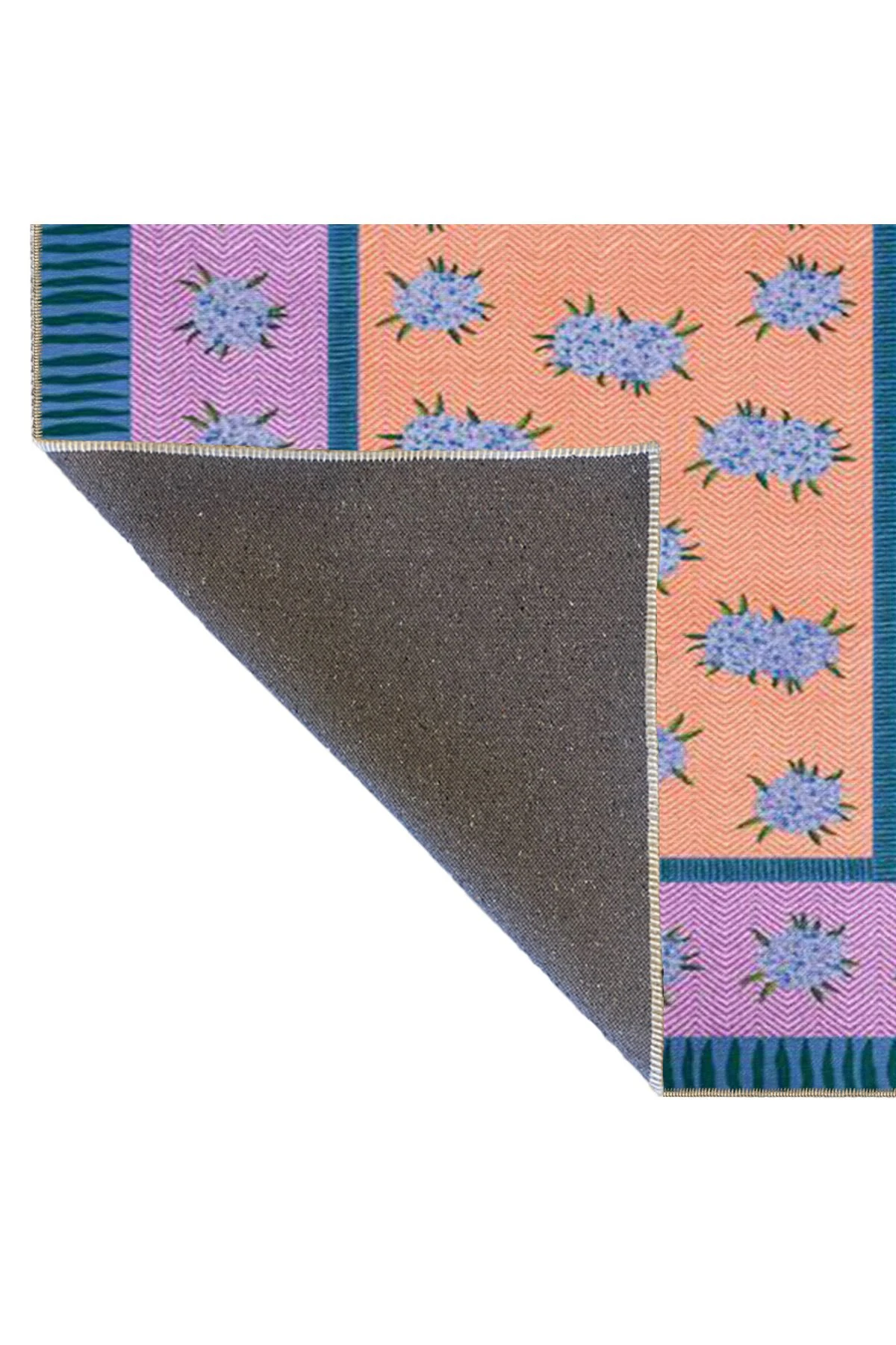 Mor Yaprak İşlemeli Yıkanabilir Dokuma Taban Halı miravip1064