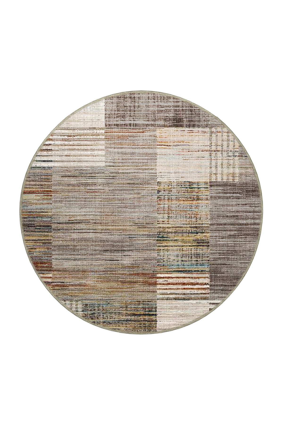 Kahve Gri Temalı Yama Patchwork Desenli Kreatif Modern Dekoratif Halı 4501