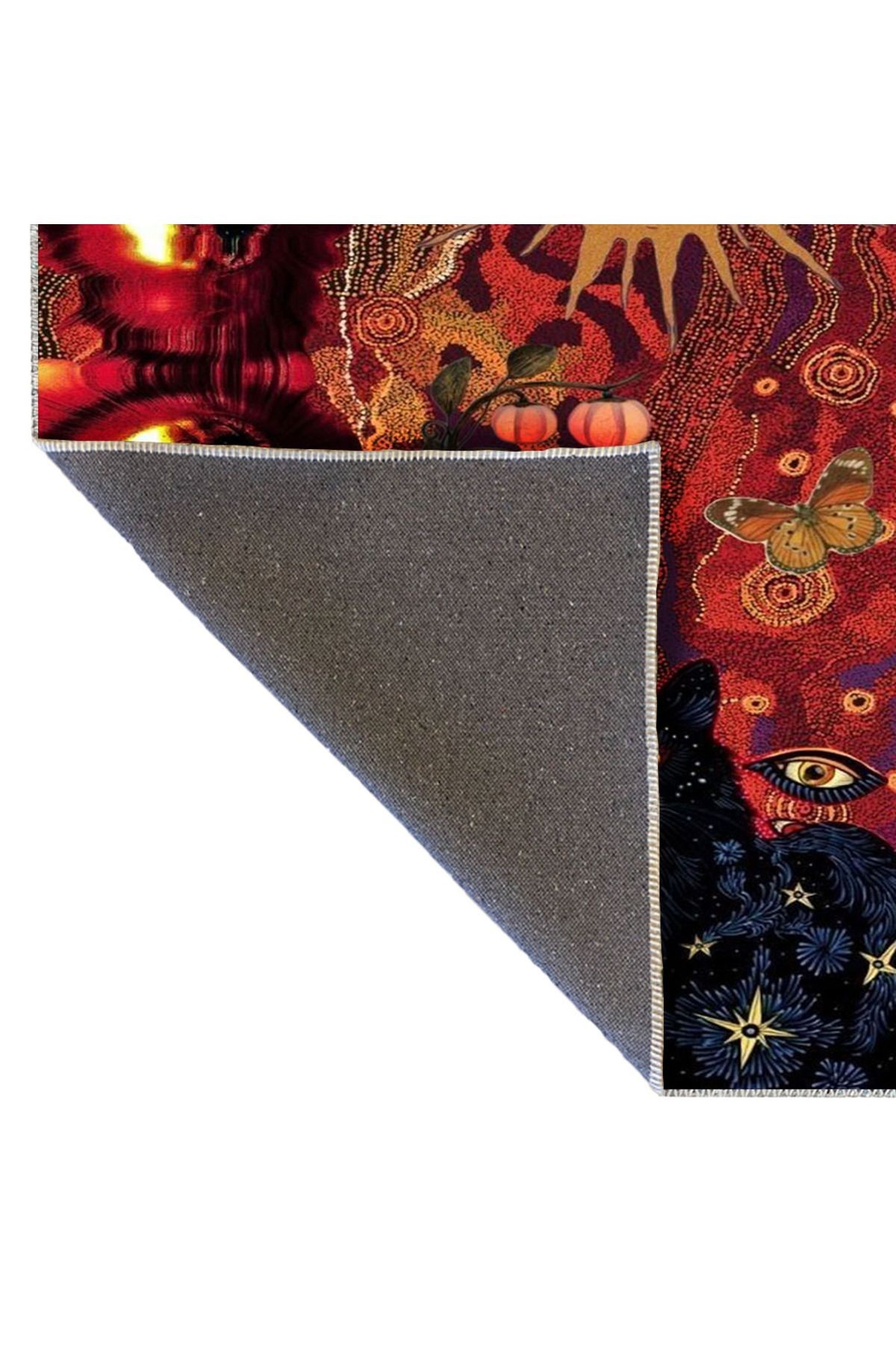 Güneş Koleksiyonu Mumlar Kedi ve Güneş Desenli Dokuma Taban Modern Dekoratif Halı güneş24