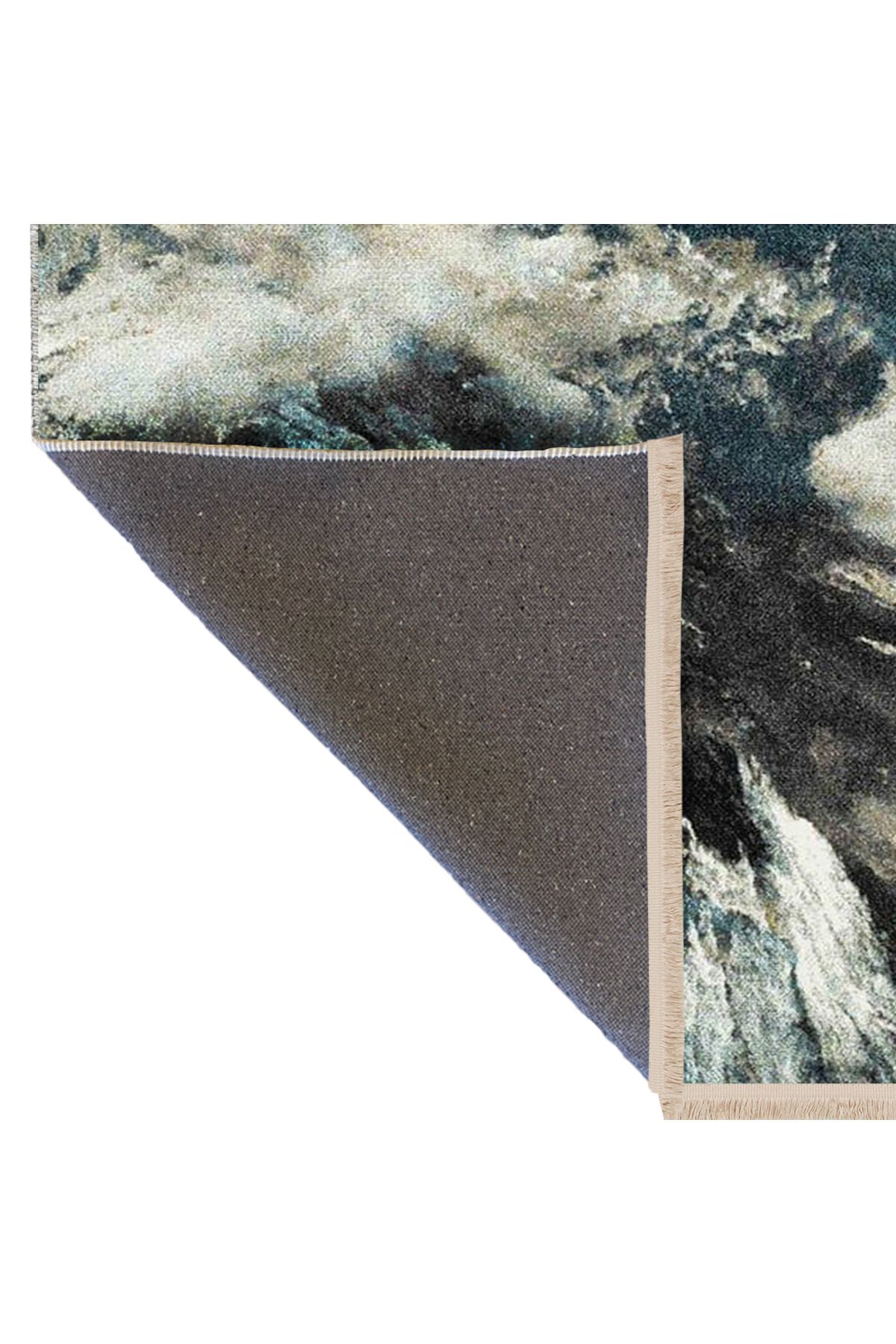 Güney Koleksiyonu Siyah Mavi Temalı Soyut Gökyüzü ve Bulutlar Desenli Modern Dekoratif Halı 20