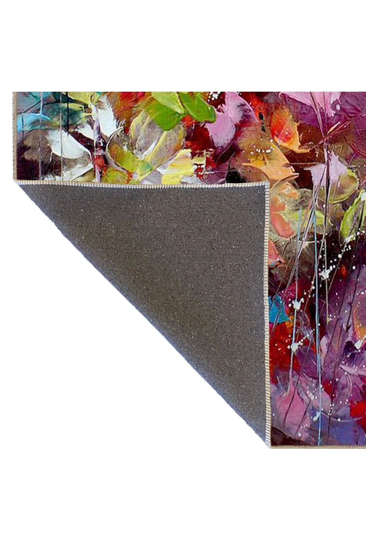 Mor Temalı Çiçekli Modern Desenli Dekoratif ve Dokuma Taban Yıkanabilir Halı miravip8816