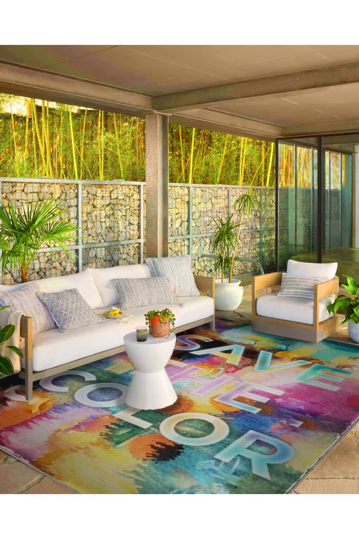 Written Koleksiyonu Çok Renkli Save The Color Yazılı Desenli Modern Dekoratif Halı 08