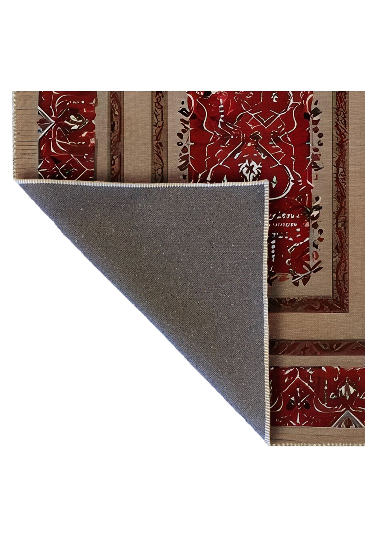 Kırmızı ve Bej Antik Tasarım Serisi Desenli Vintage Dekoratif Halı antik18