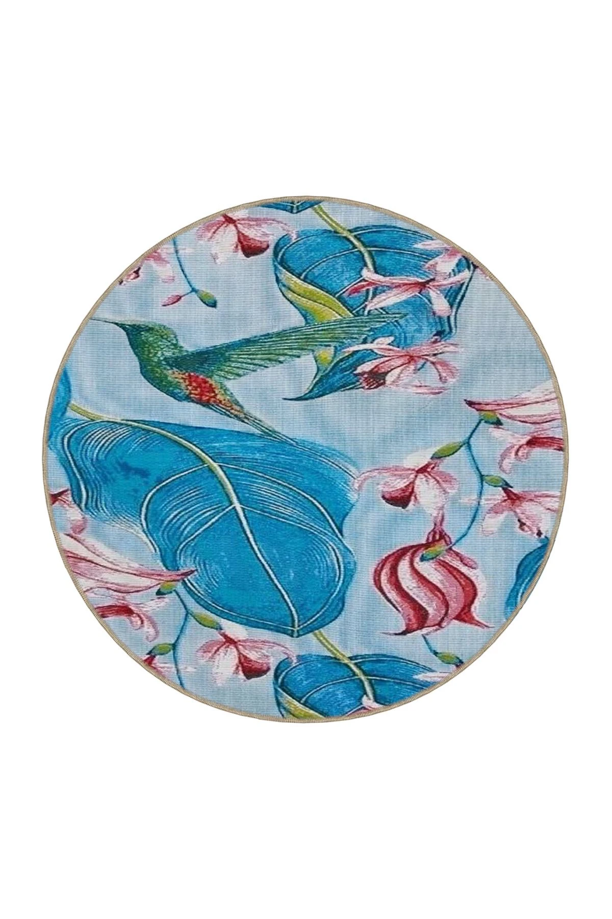 Mavi Yaprak Desenli Dokuma Taban miravip670