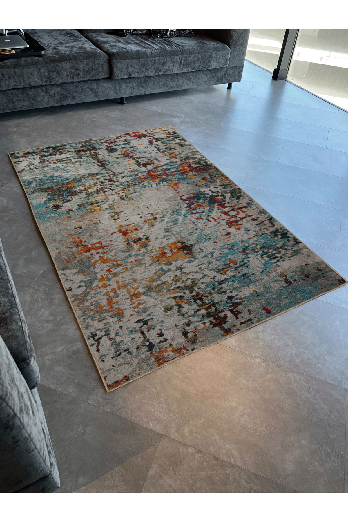 Çok Renkli Soyut Desenli Kreatif Modern Dekoratif Halı 2967