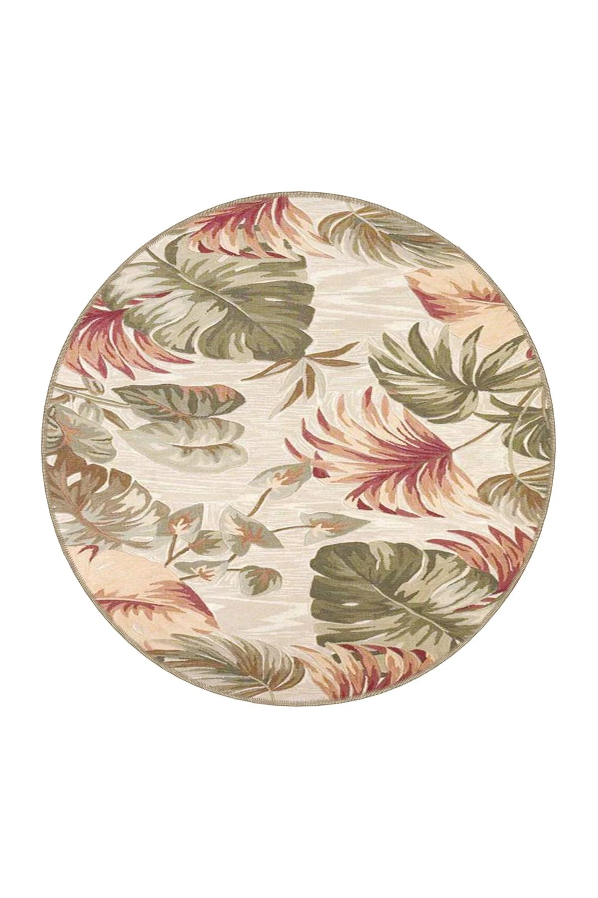 Gelenksel Yapraklı Krem Renkli Desenli Dokuma Taban miravip638