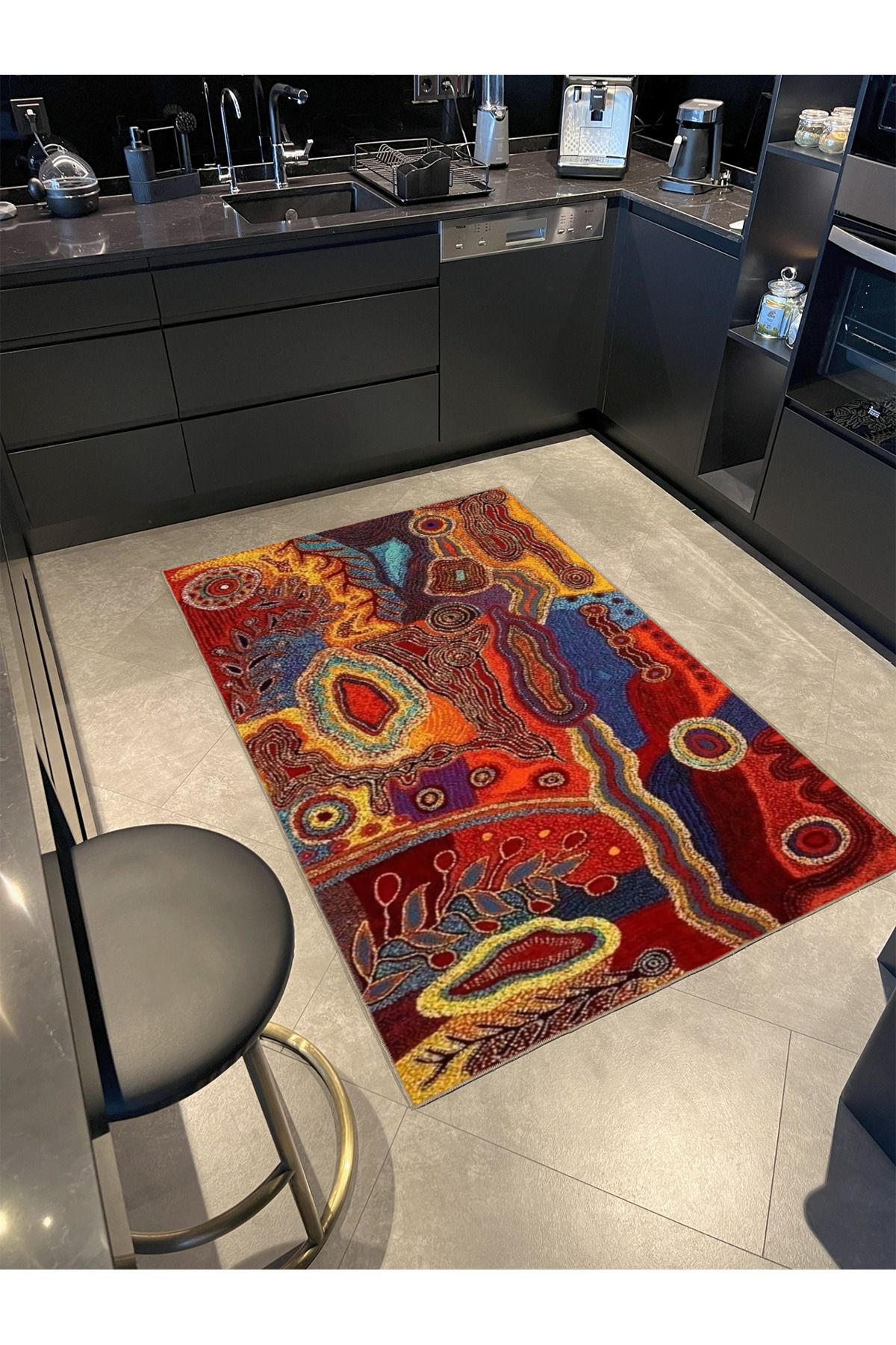 Çok Renkli Abstract Soyut Desenli Kreatif Modern Dekoratif Halı 3590