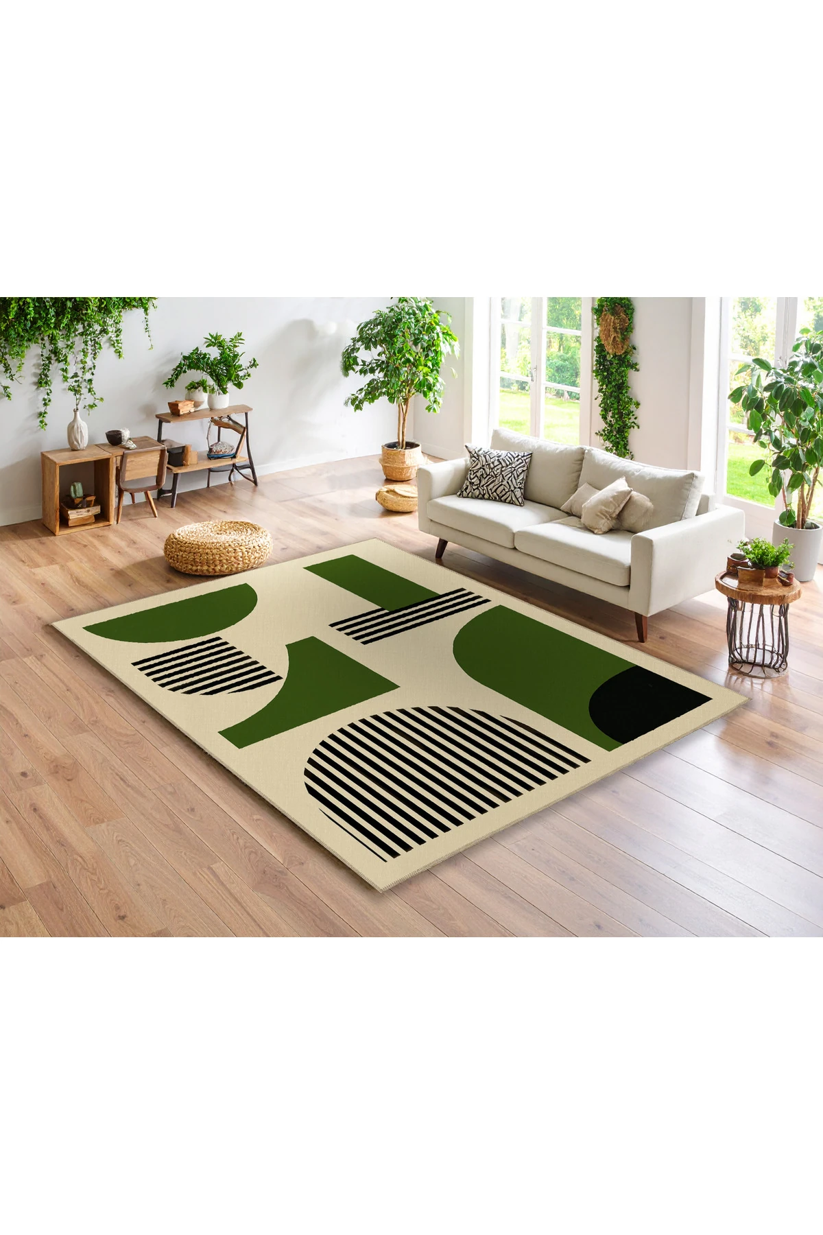 MOSSO Çok Renkli Soyut Geometrik Desenli Dokuma Taban Modern Dekoratif Halı mosso323