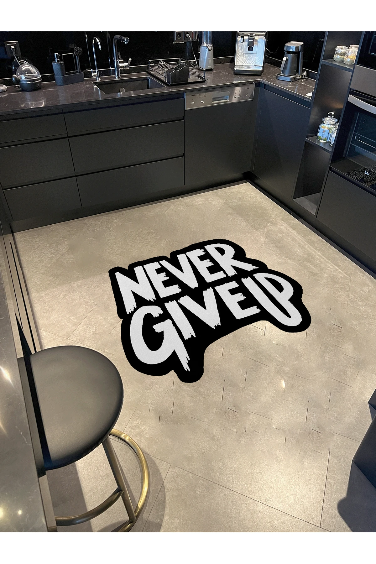 MOSSO Asla Vazgeçme Yazı Desenli Dokuma Taban Modern Dekoratif Halı mosso347