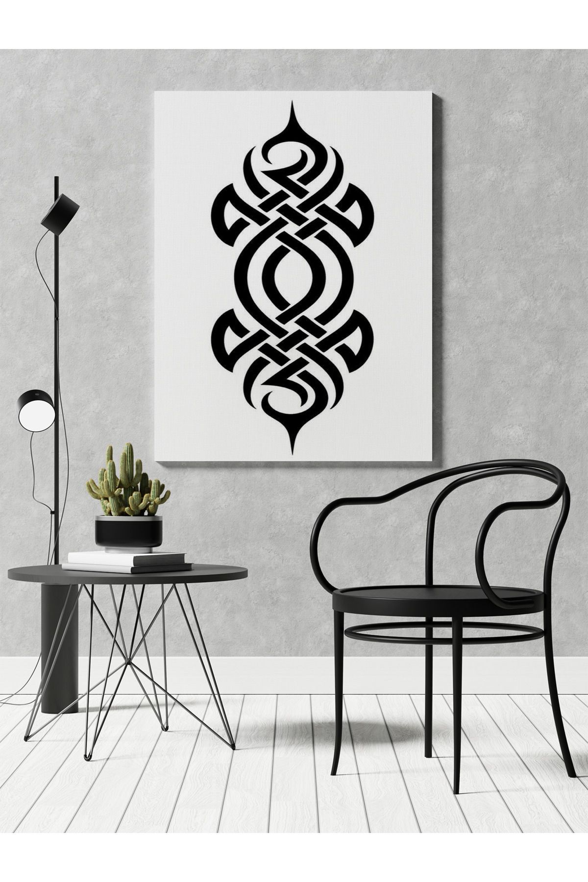 Kanvas Tablo Siyah Geoemtrik Desenli Temalı Tablo