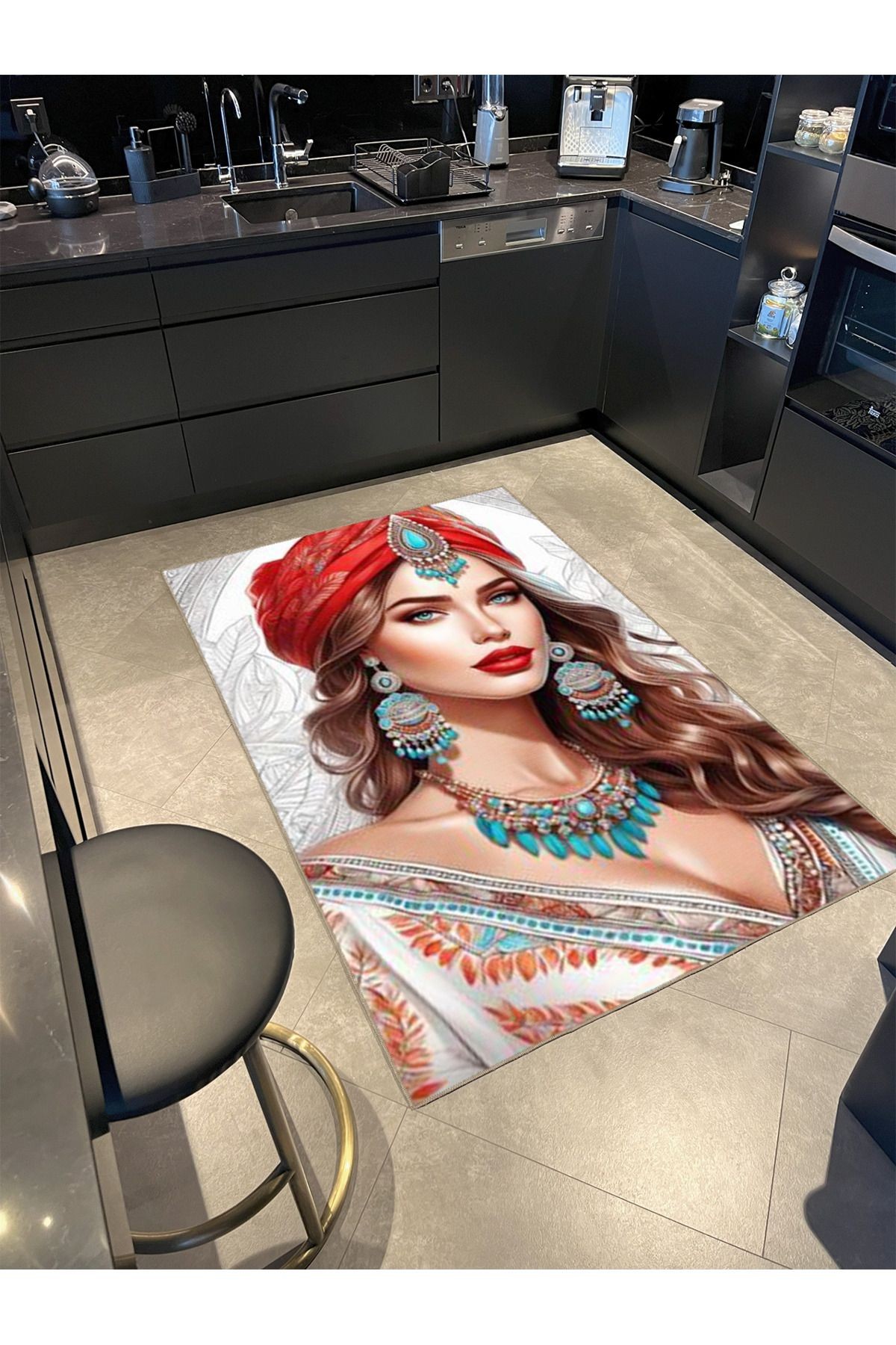 Aksesuarlı Kız Desenli DokumaTaban miravip770