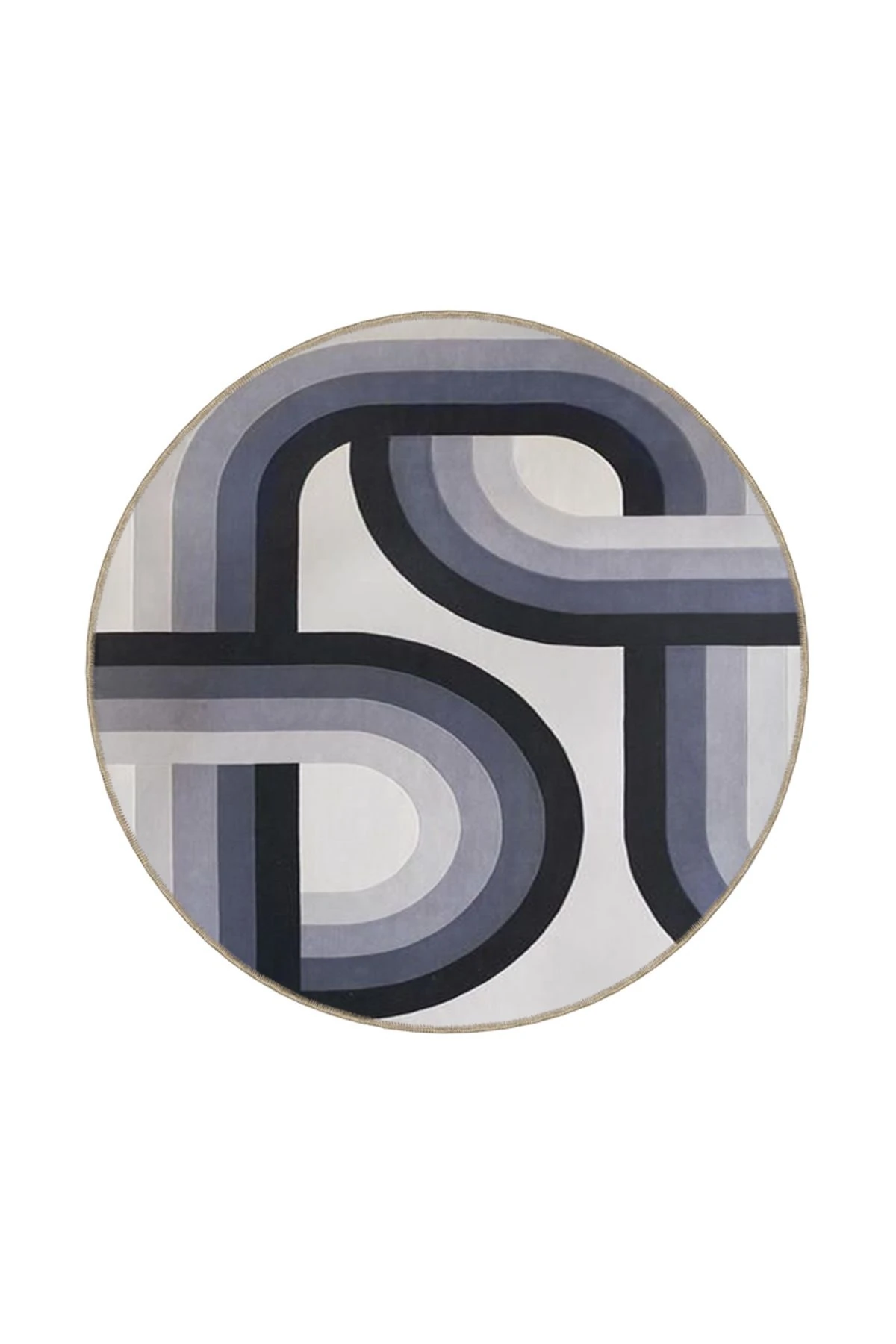 Lacivert Tonlarda Modern Temalı Desenli Dekoratif ve Yıkanabilir Halı miravip9322