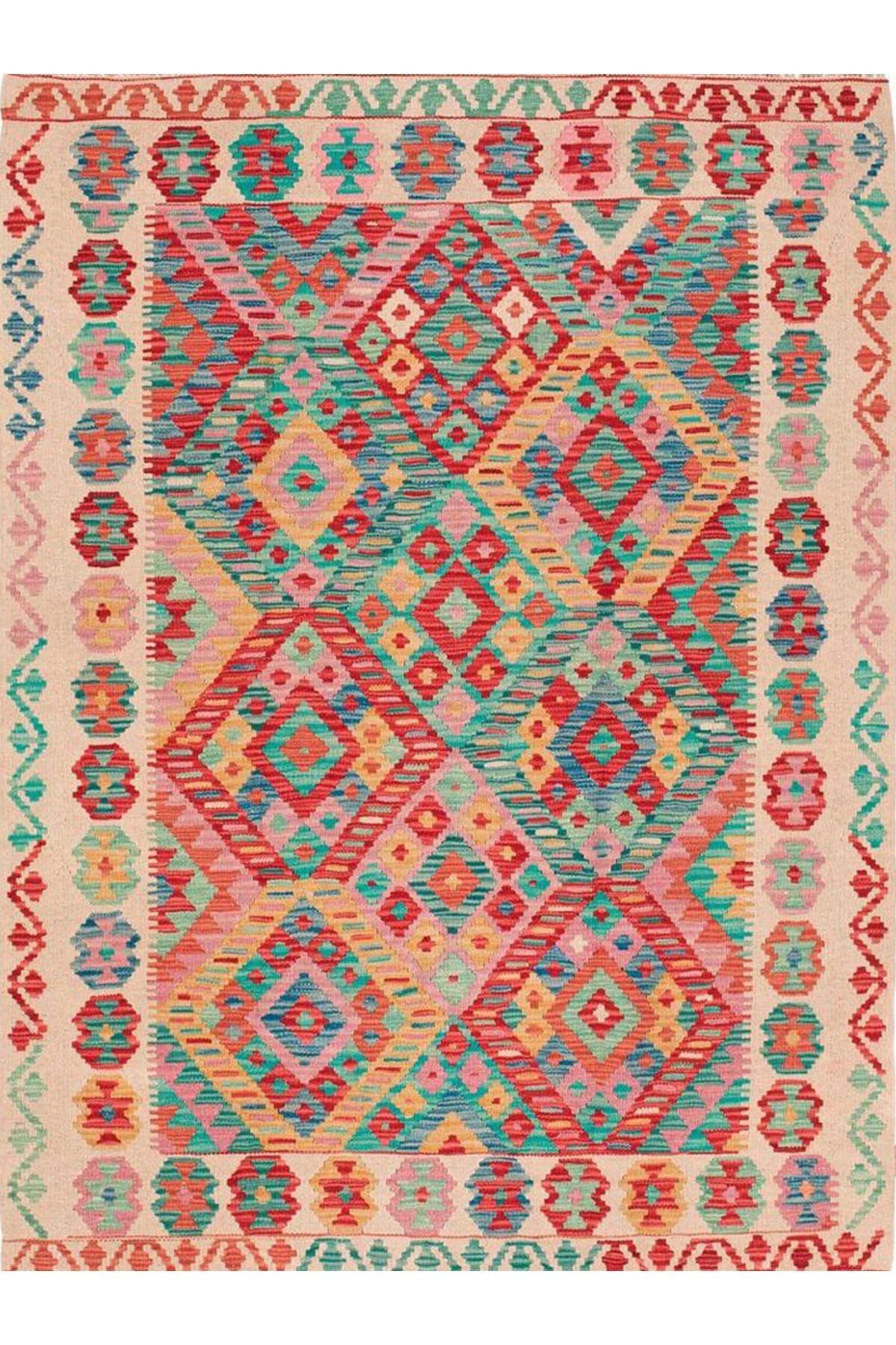 Güney Koleksiyonu Çok Renkli Geleneksel Motifler ve Geleneksel Desenli Vintage Dekoratif Halı 49
