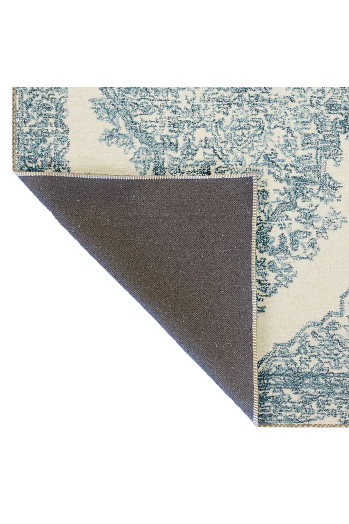 Mavi Temalı Geleneksel Motif Çiçek Desenli Vintage Dekoratif Halı 4768
