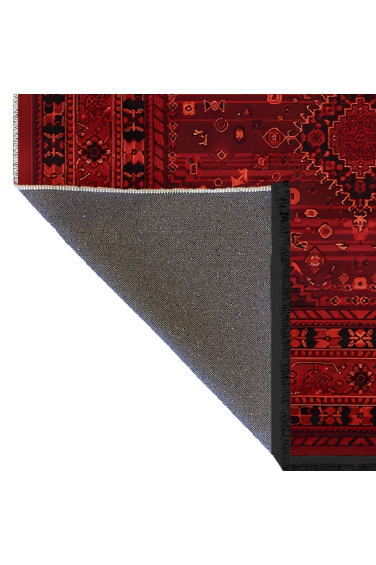 Kırmızı Temalı Geleneksel Motif Etnik Desenli Vintage Dekoratif Halı 1925