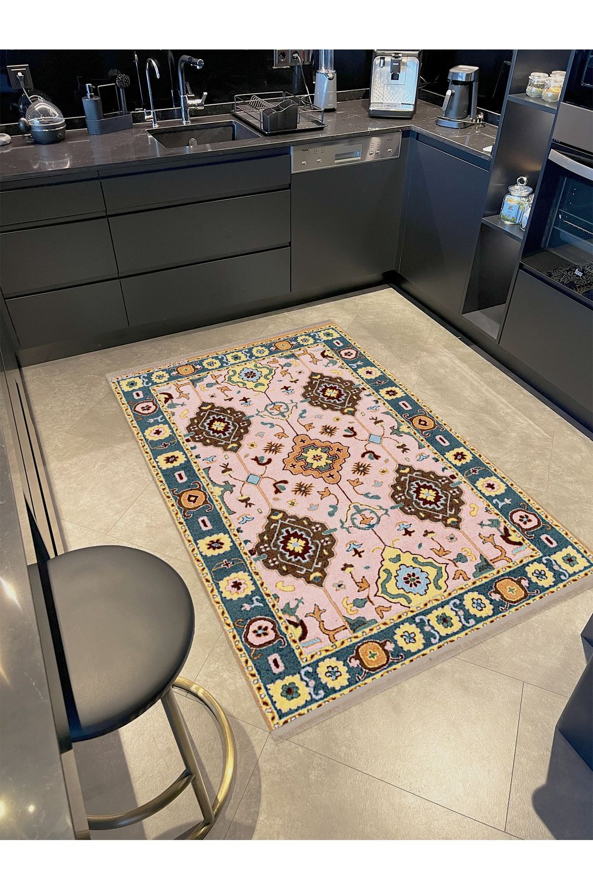 Aynur Koleksiyonu Çok Renkli Geleneksel Desenli Dokuma Taban Modern Dekoratif Halı aynur37
