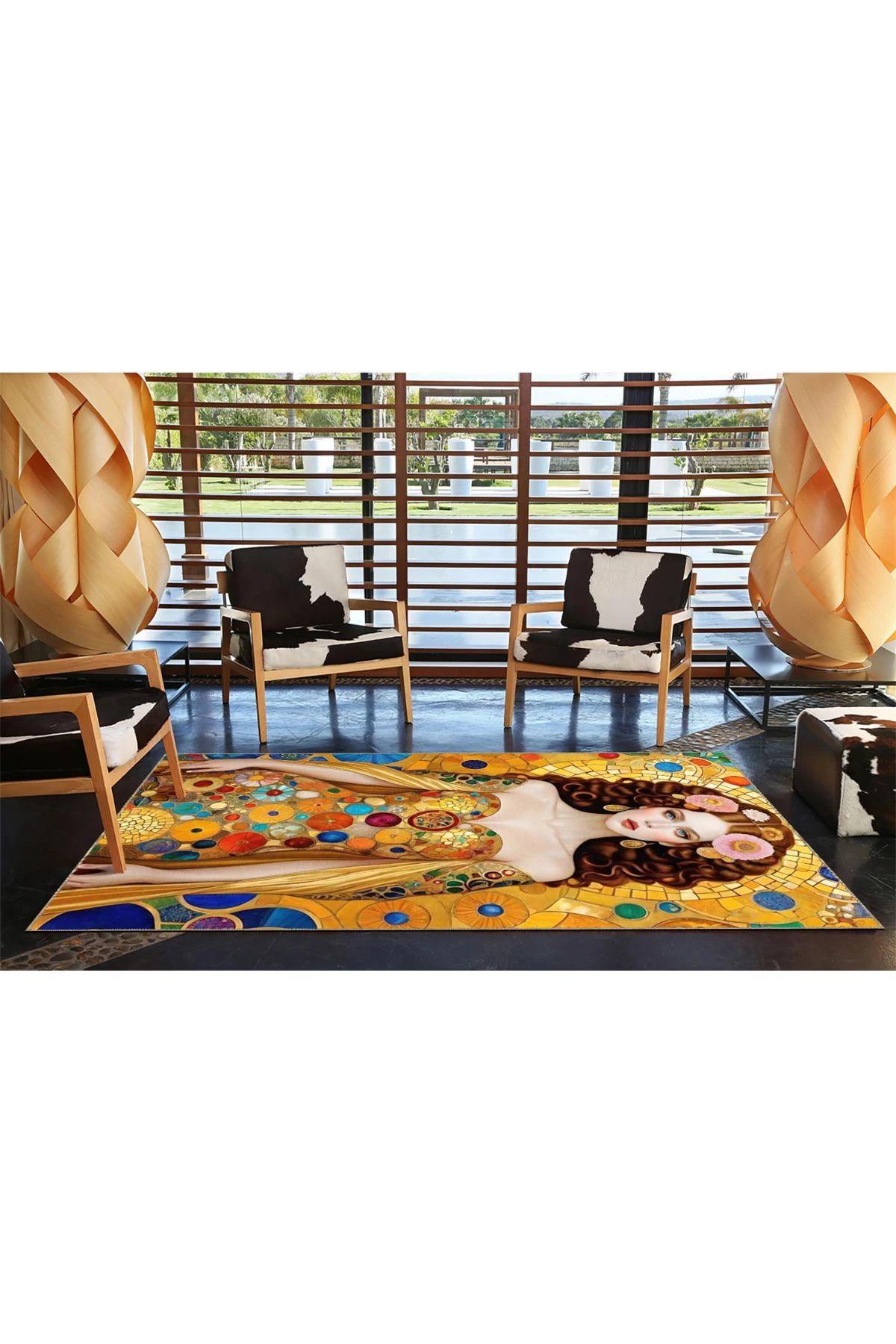 Renkli Kız Desenli Dekoratif Halı miravip749