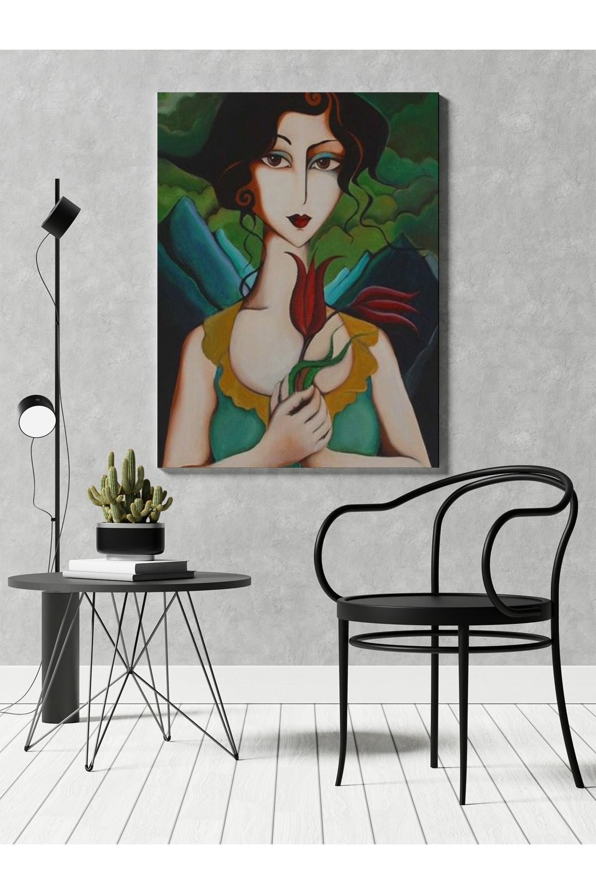 Kanvas Tablo Tatlı Kadın Çizimli Temalı Desenli Temalı Tablo