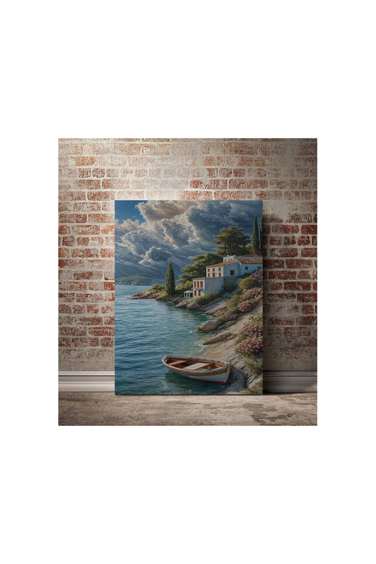 Kanvas Tablo Yalı Temalı ve Deniz Desenli Modern Tablo