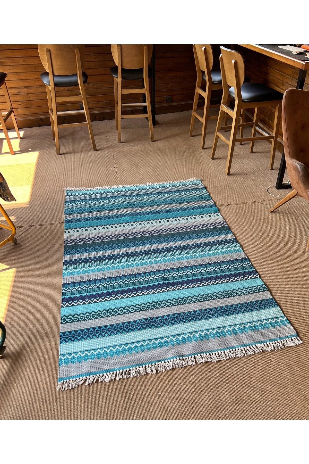 Cotton 558 Etnik Desenli Dokuma Taban Çok Renkli Kilim