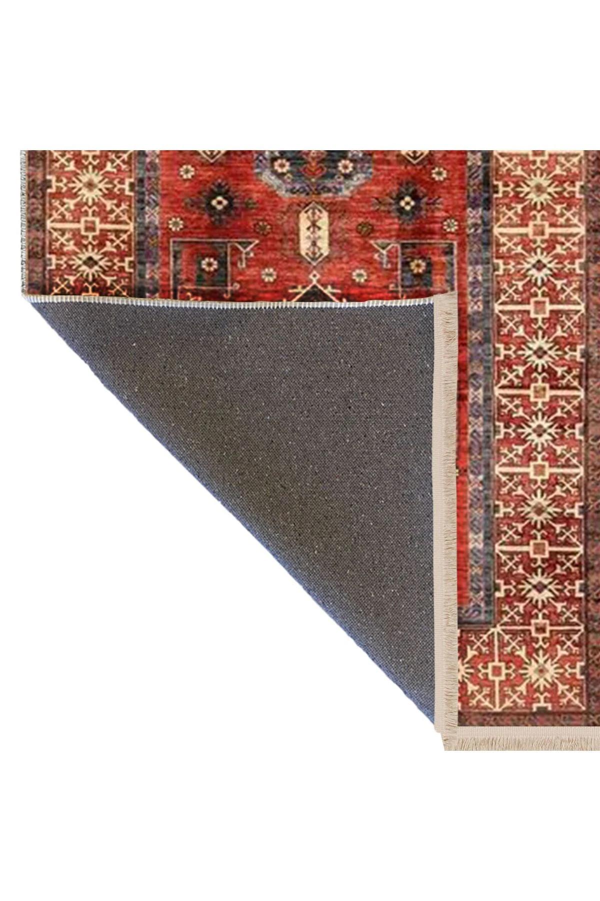 İnci Koleksiyonu Kırmızı Tema Geleneksel Motif Desenli Dokuma Taban Vintage Dekoratif Halı inci40