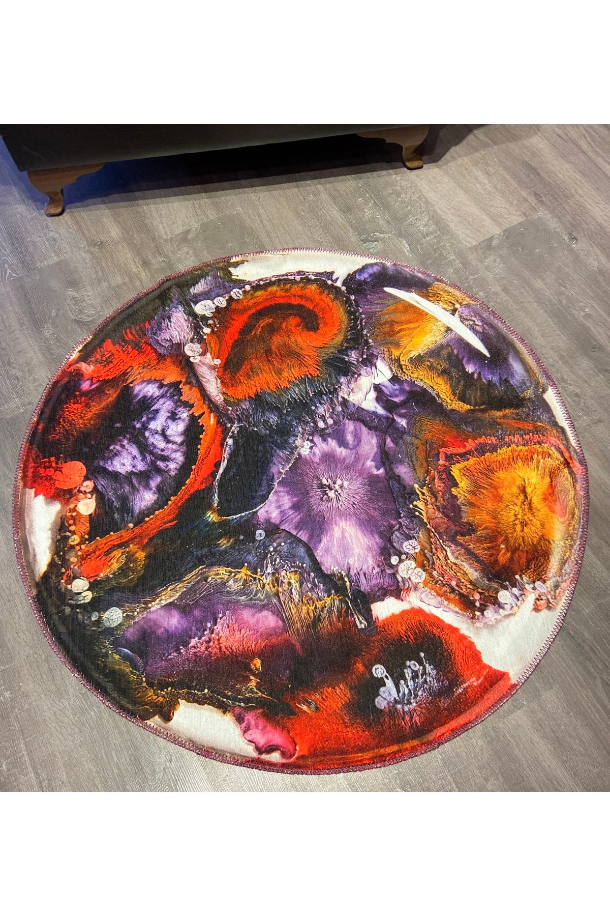 Mira 806 Soyut Desen Dekoratif Kaymaz Taban Çap Yıkanabilir Halı