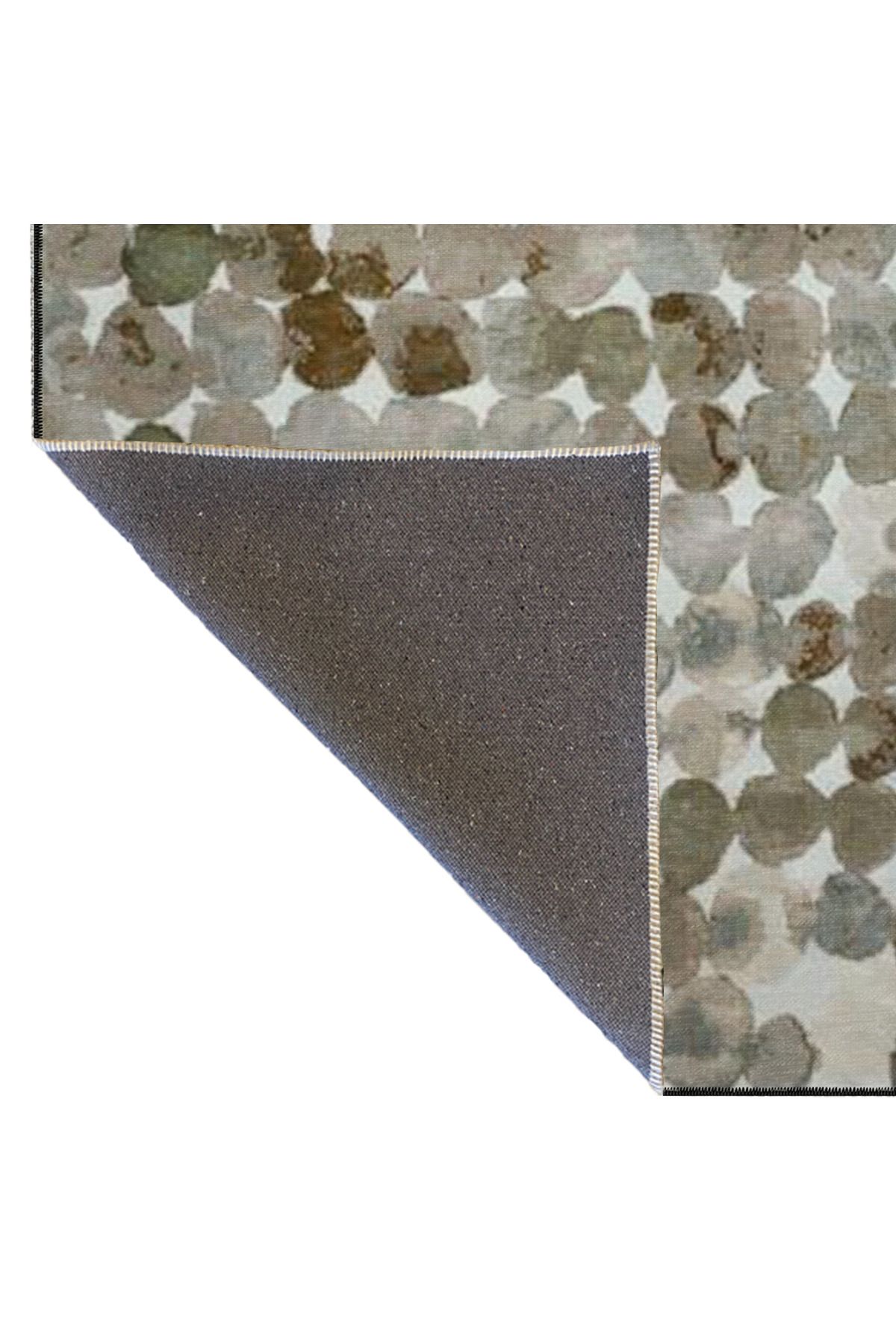 Gri Temalı ve Daire Desenli Dekoratif Halı miravip444