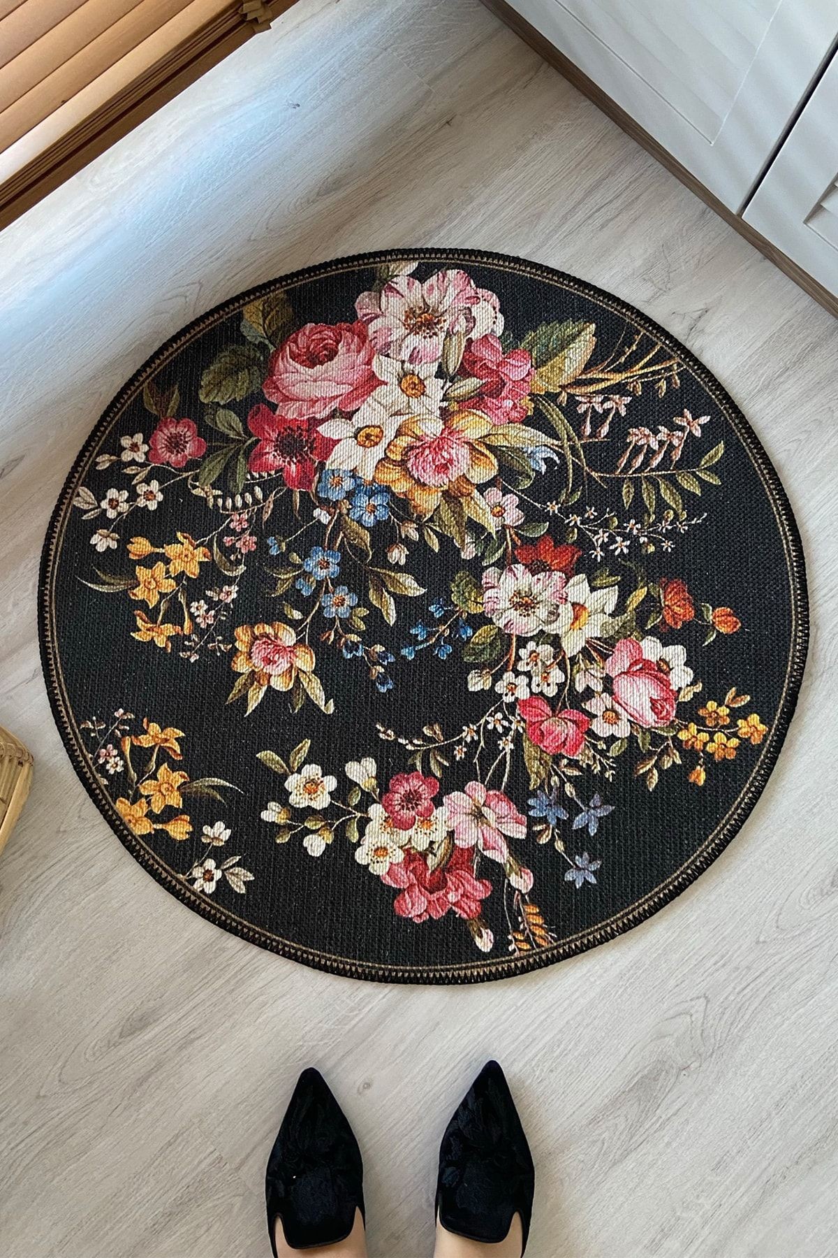 Mira 849 Çiçek Desenli Floral Yuvarlak Halı