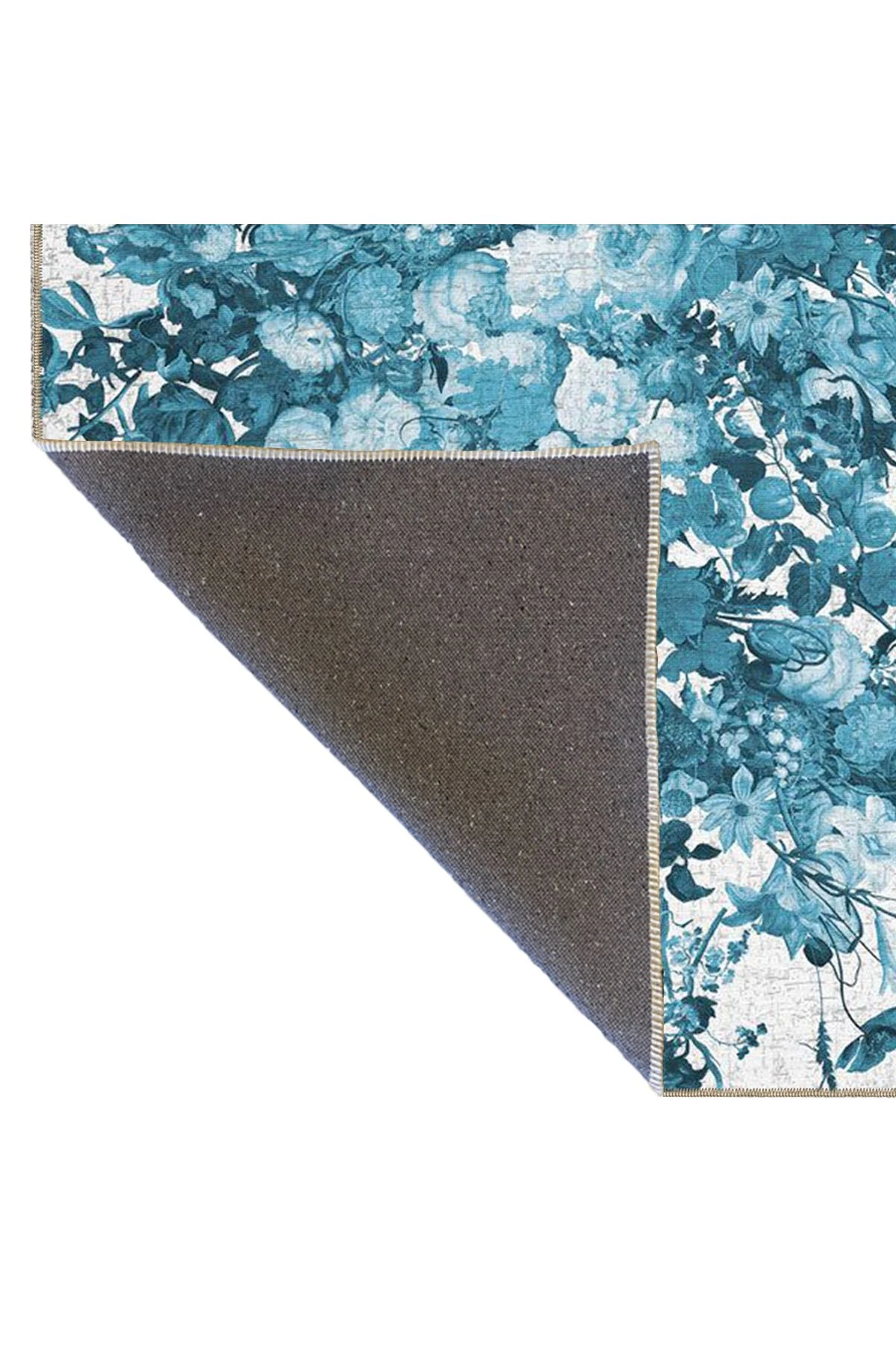 Açık Mavi Çiçekli Düz Desenli Dokuma Taban miravip686