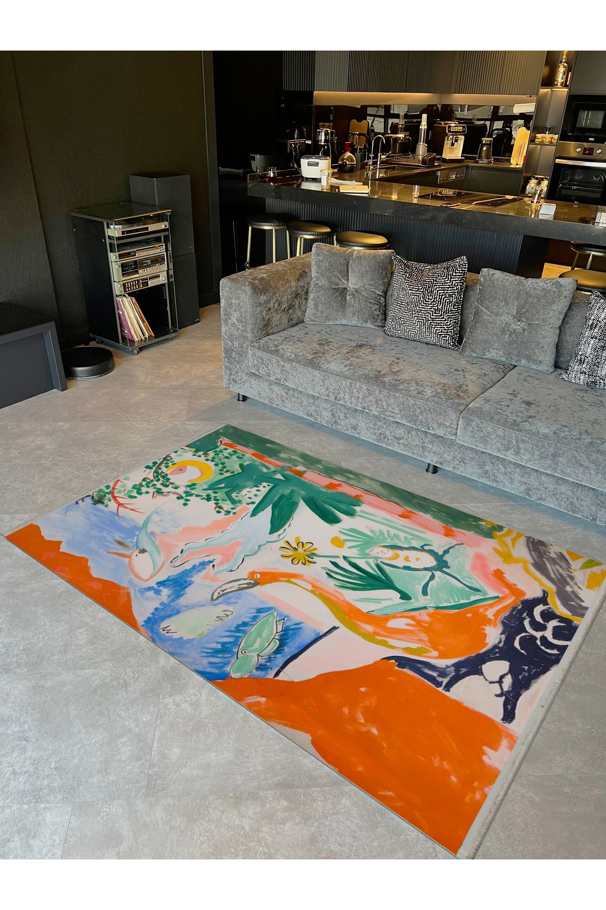 Yılmaz Koleksiyonu Pastel Tonlarda Kaz Çiçekler ve Güneş Desenli Kreatif Modern Dekoratif Halı 15