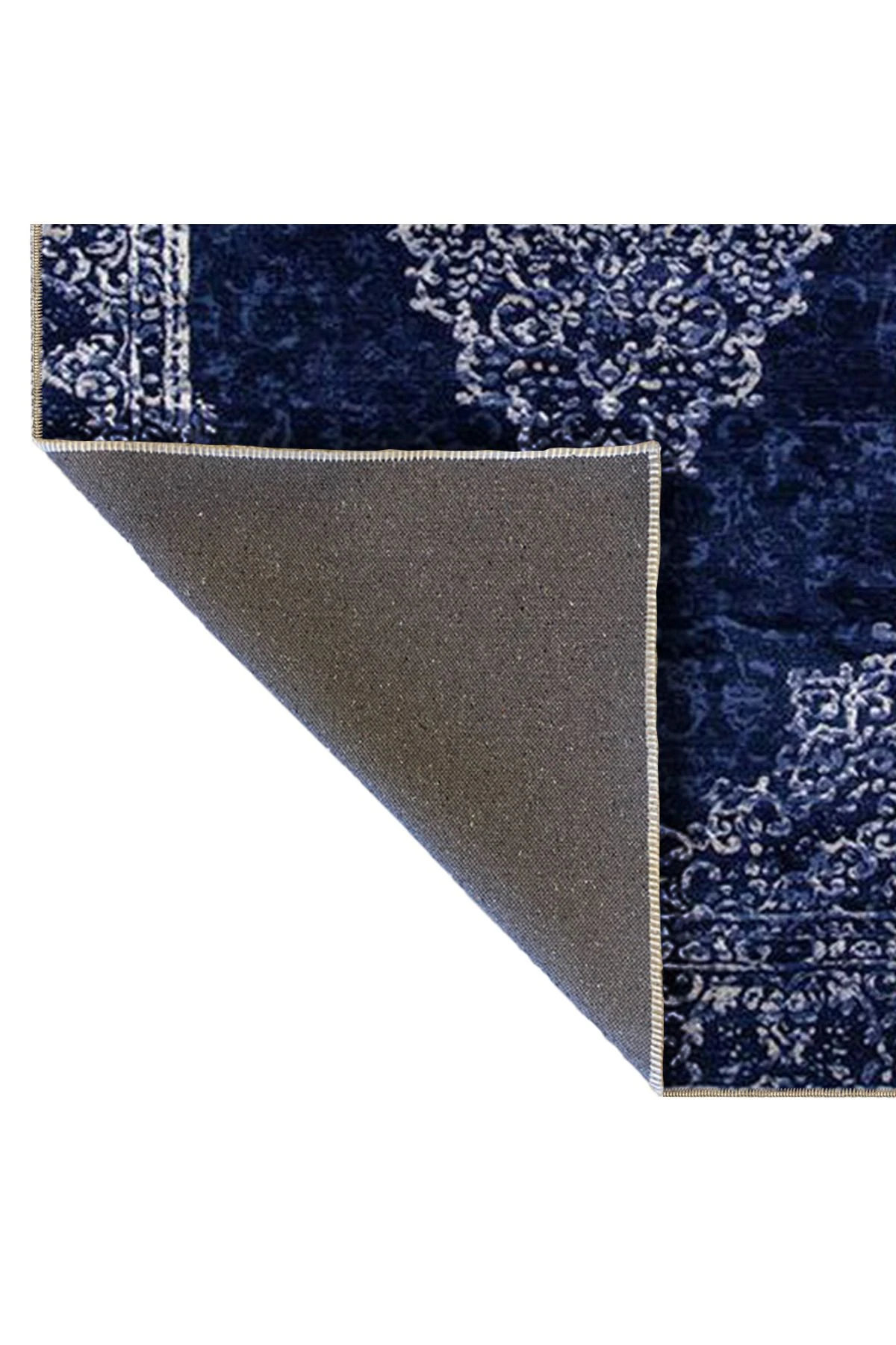 Lacivert Temalı Geleneksel Motif Desenli Vintage Dekoratif Halı 4966