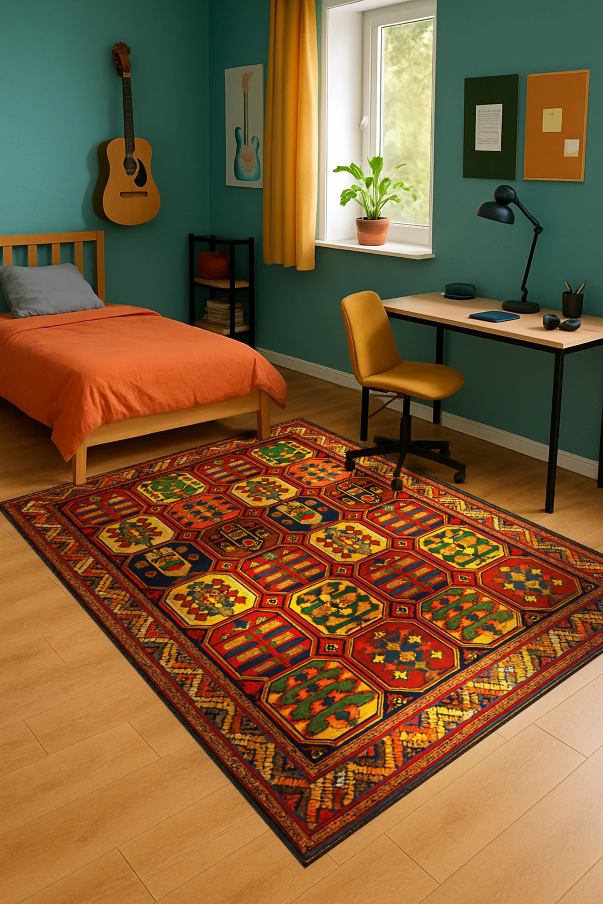 MOSSO Çiçek Motifli Desen Dokuma Taban Vintage Dekoratif Halımosso917