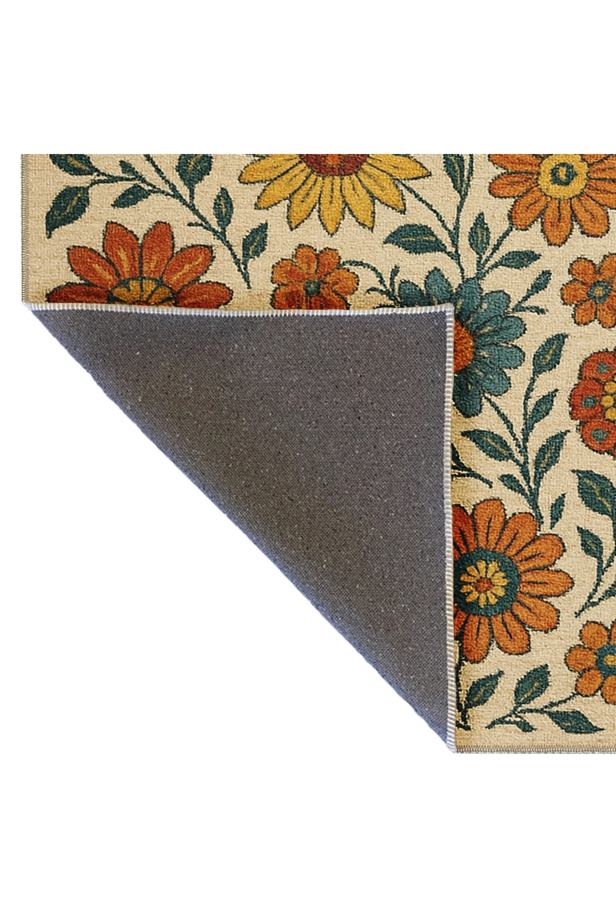 MOSSO Çiçek Motifli Desen Dokuma Taban Vintage Dekoratif Halımosso911