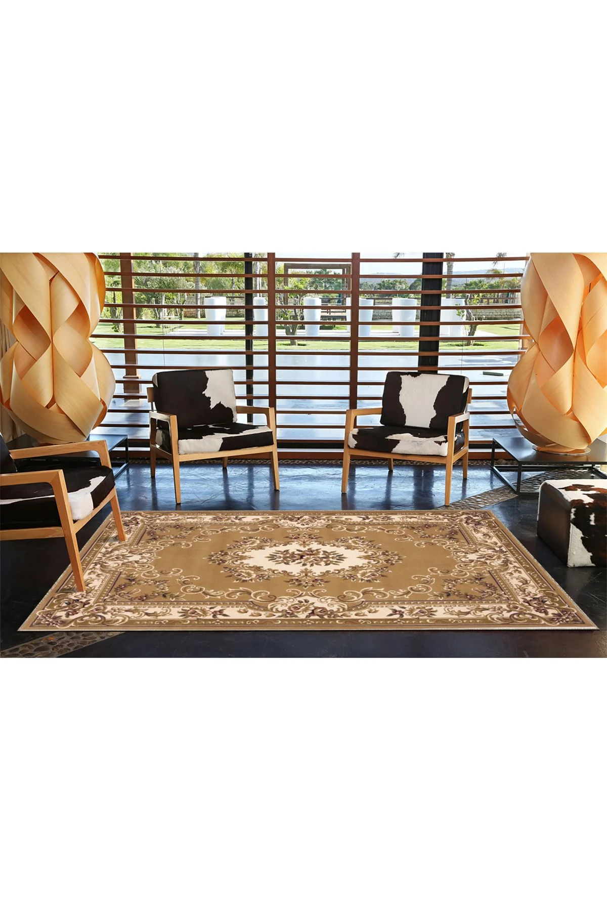 Kahverengi Tonlarında Geometrik Desenli Geleneksel Vintage Halı 3780