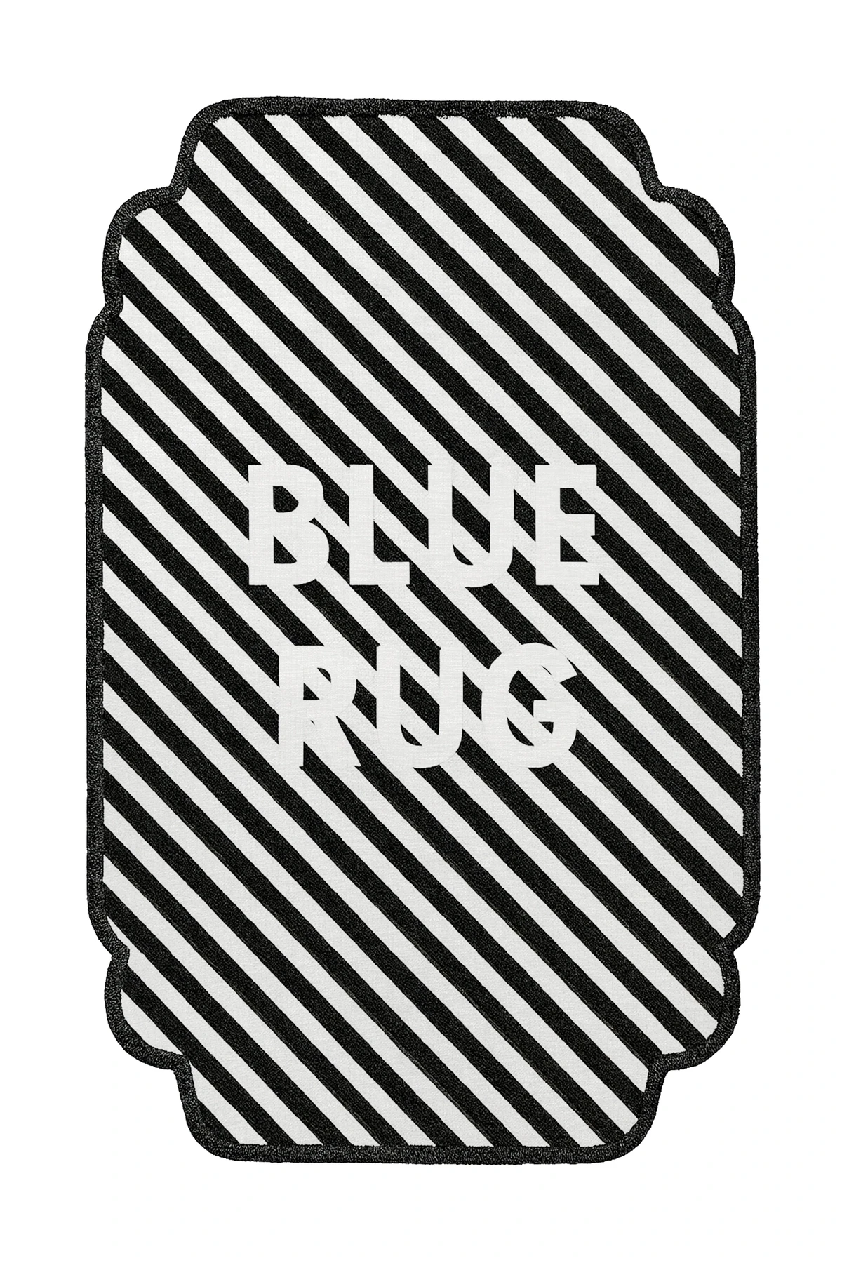 MOSSO Blue Rug Yazılı Şeritli Desen Modern Dekoratif Halı mosso461