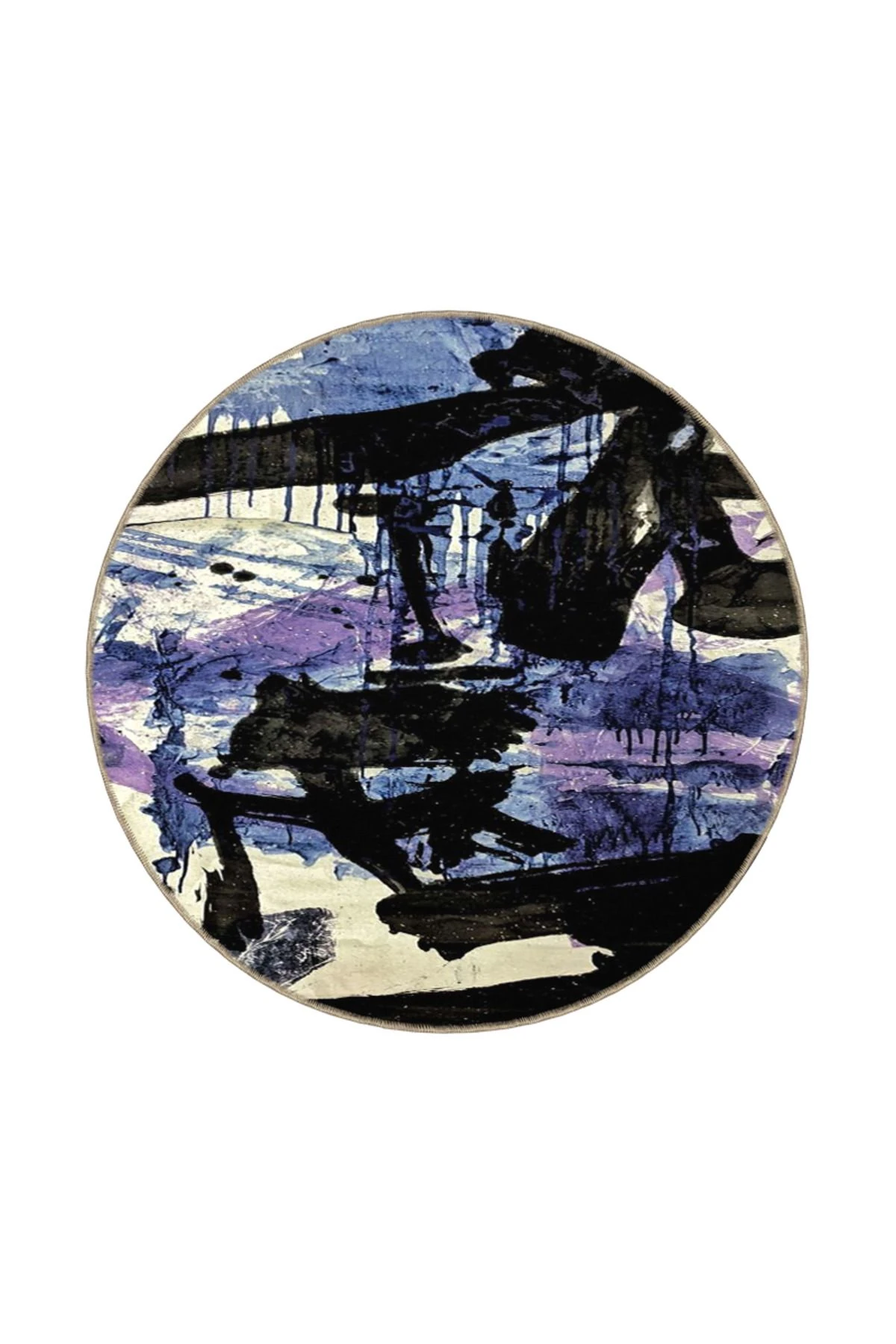 Mor Temalı Desenli Modern Dekoratif Halı ve Yıkanabilir Halı miravip9588