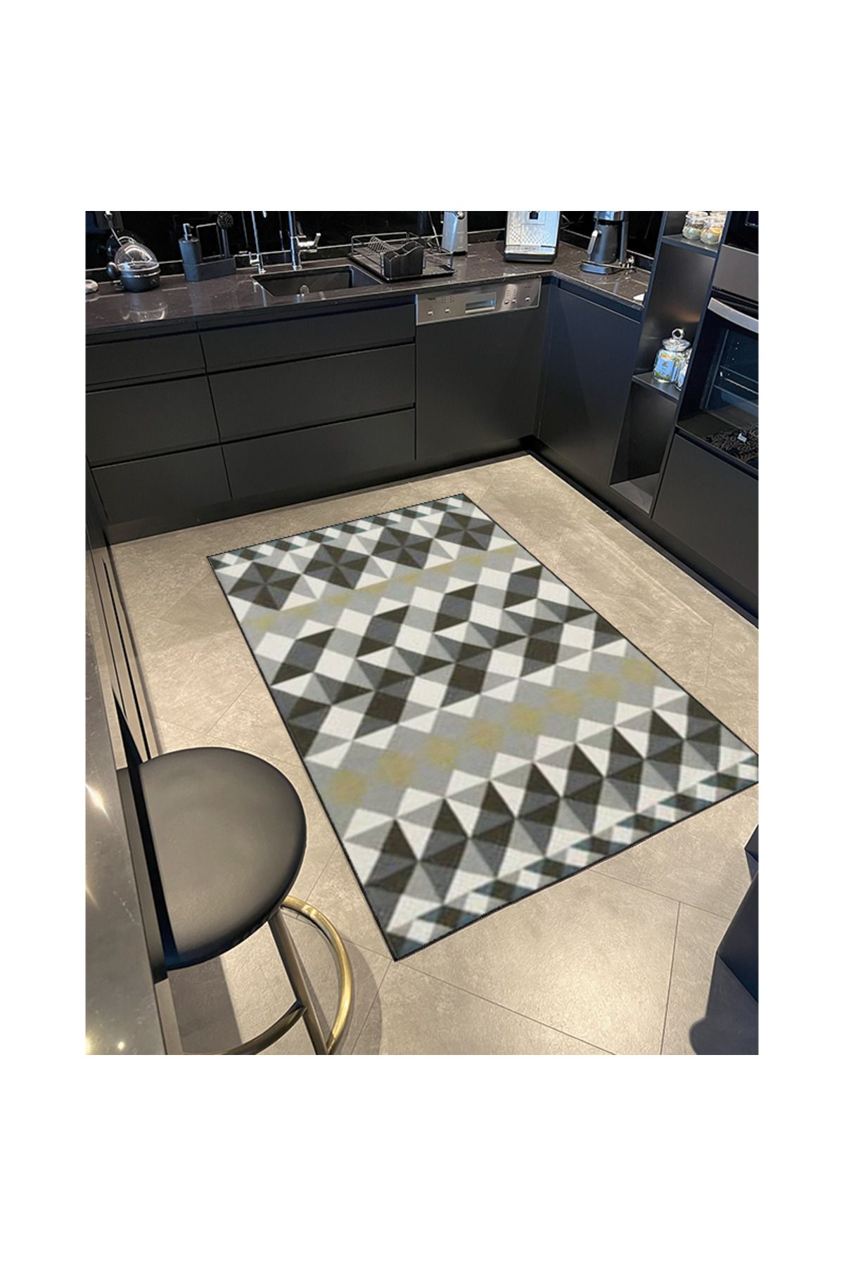 Gri Renkli Açık Tonlarda Çapraz Desenli Modern Dekoratif Halı 4459