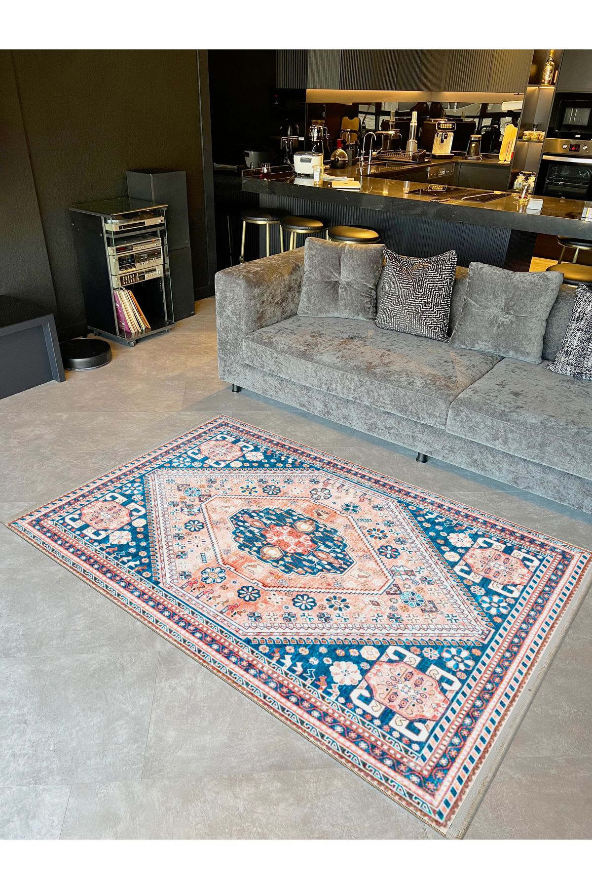 Asya Koleksiyonu Çok Renkli Geleneksel Desenli Dokuma Taban Modern Dekoratif Halı asya09